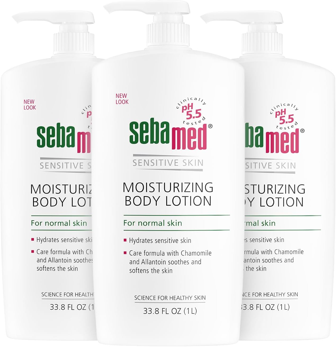 SEBAMED Moisturizing Body Lotion pH 5.5 for Sensitive Skin Dermatologist Recommended Paraben-Free Moisturizer 33.8 Fluid oz (1 Liter) Pack of 3