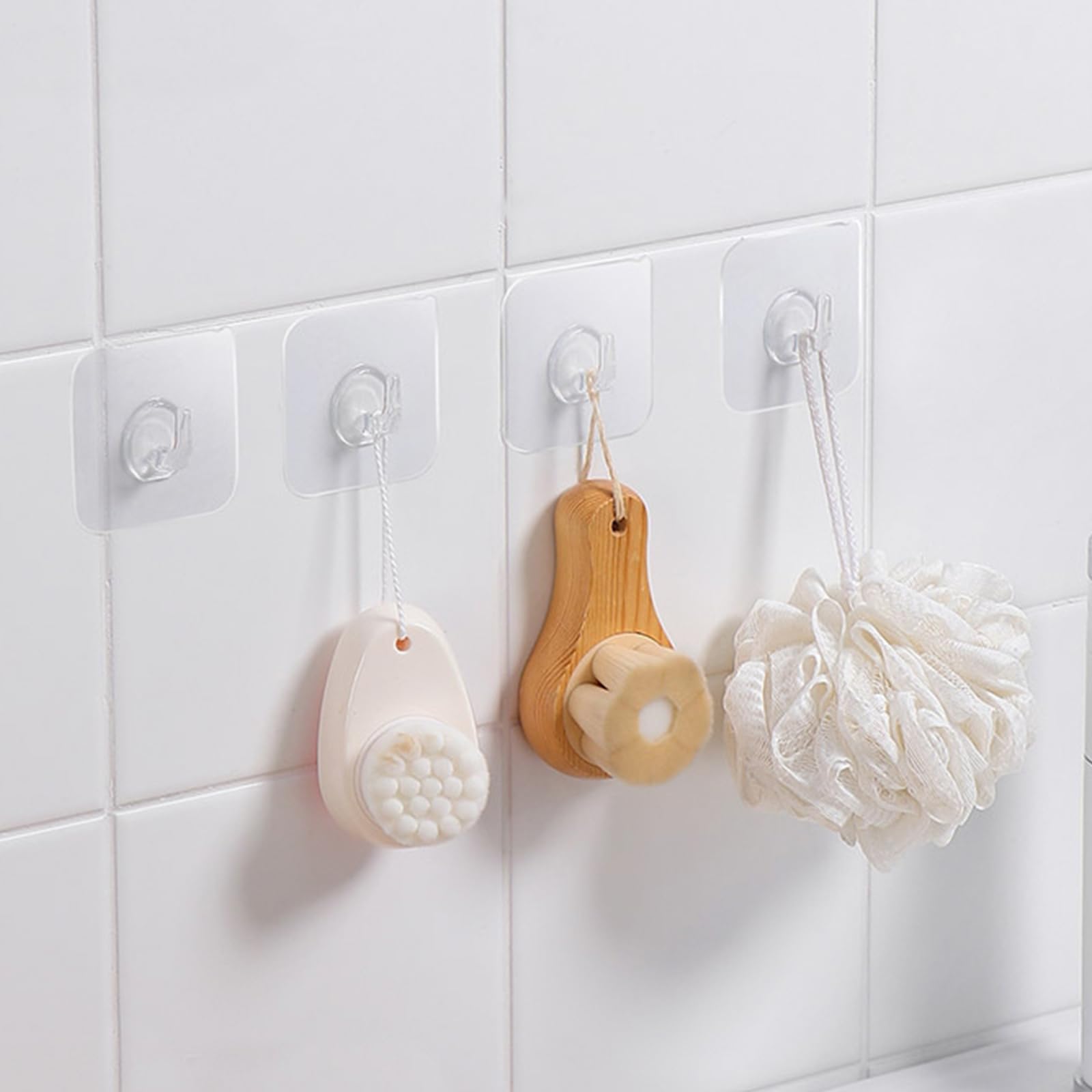 Pz Ganci Adesivi Trasparenti Impermeabili, Ganci Adesivi Muro senza Bucare, Gancio Adesivo Forte Trasparente, Gancio Autoadesivo per Bagno Cucina Soggiorno Asciugamani Vestiti (12)