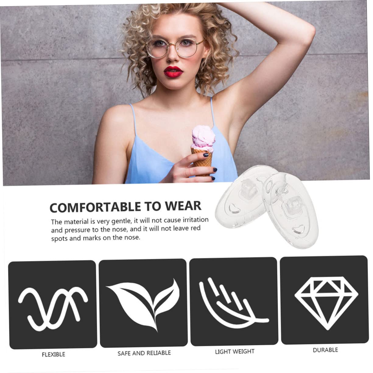 SOIMISS Accessoires Antidérapants en Silicone 30 Paires de Coussinets Nasaux Pratiques pour Lunettes pour Fixer les Verres, Adaptés pour Usage Professionnel