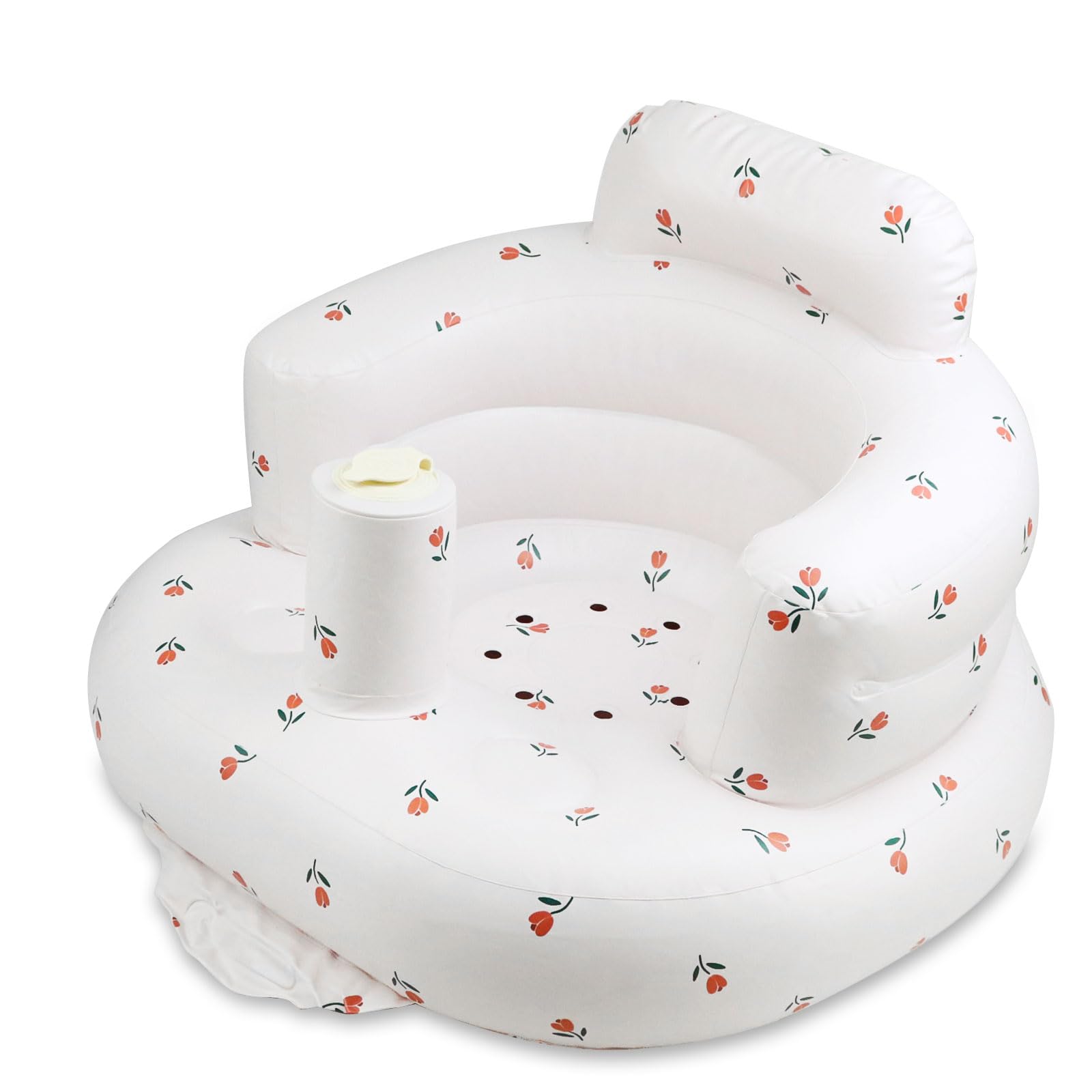 Inflatable Baby Chair, Inflatable Baby Seat for Babies, Built-in Inflatable Pump, Toddler Sitting Chair, Baby Floor Seat, Suitable for Babies 3 Months - 36 Months (Tulip Pattern)