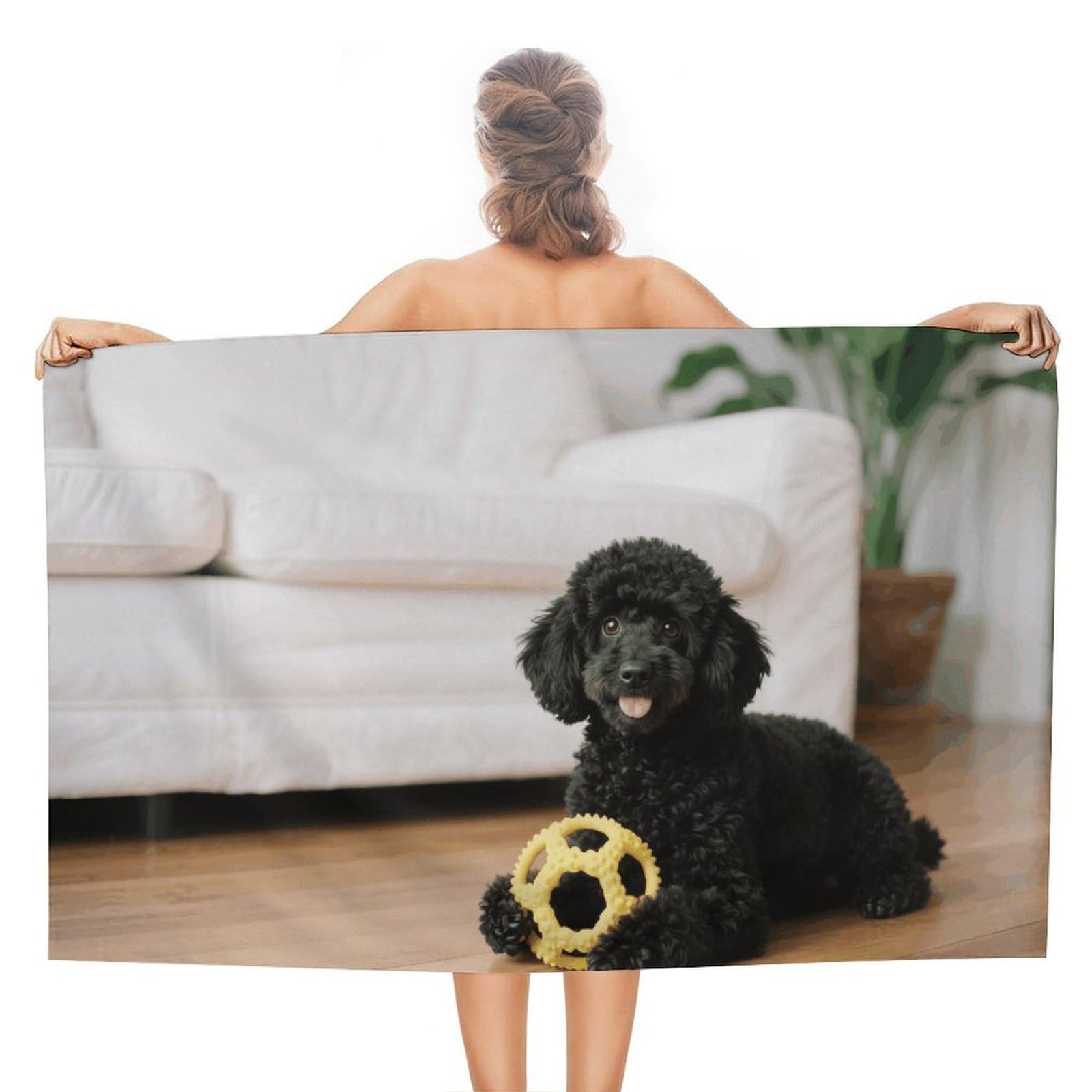 asbwuo Black Poodles Dog Beach Towels Extra Large Quick Dry Absorbent