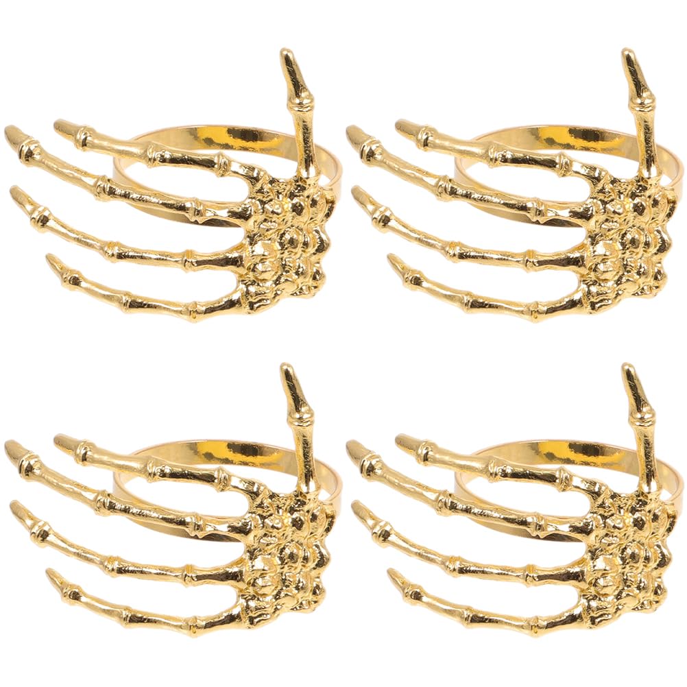 Hemoton 4pcs Ghost Hand Napkin Buckle Black Decor Halloween Decoration Hand Decor Napkin Rings Metal Napkin Holder Napkin Decoration Ring Ornaments Dinner Party Dining Table Alloy