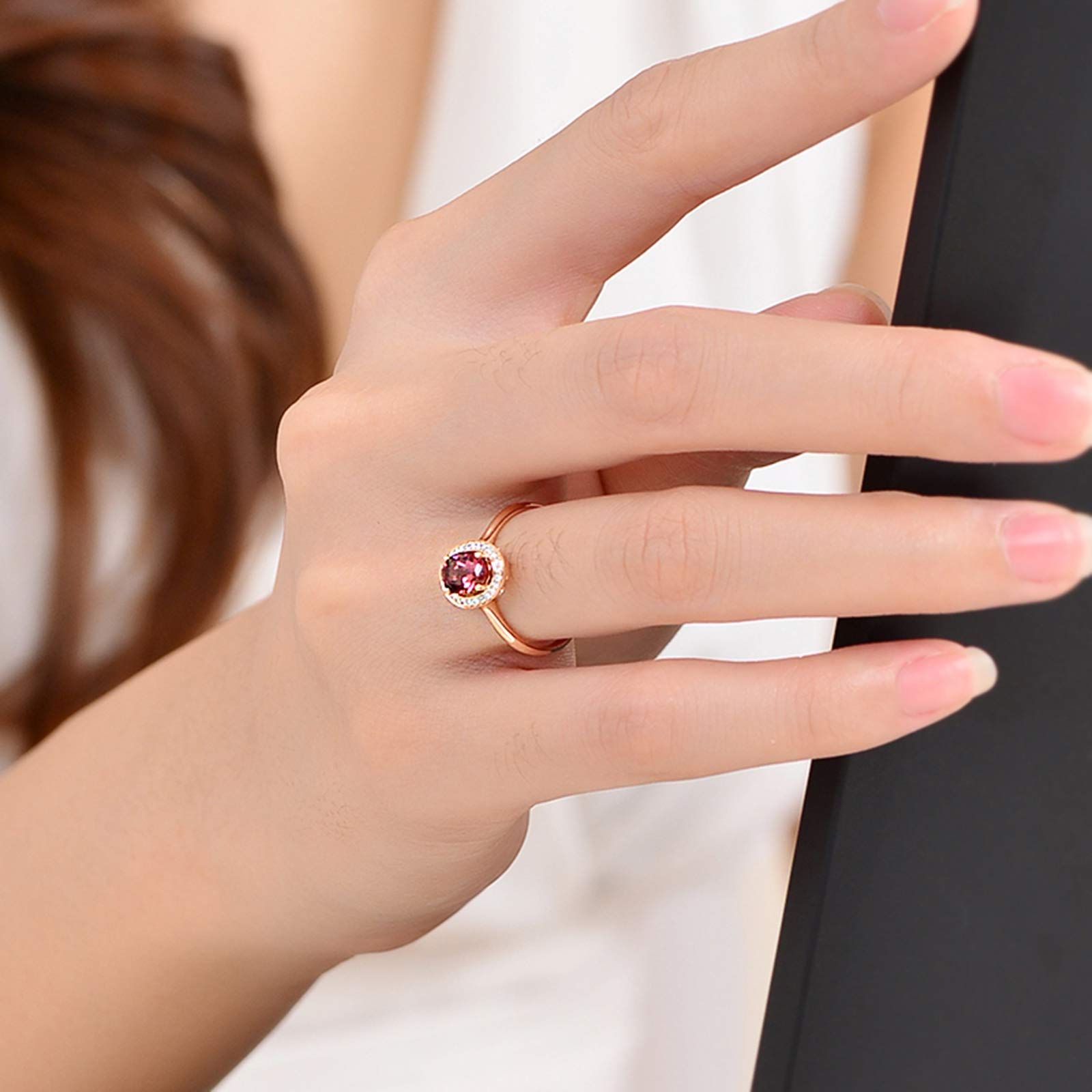 Beydodo Pierścionek zaręczynowy różowe złoto 750 diament Halo z owalną turmaliną 0,8/1,3 ct pierścionek ślubny dla kobiet e 18 karatów (750) czerwone złoto, 61 (19,4), colore: 0.8ct, cod. TLLWGZ801