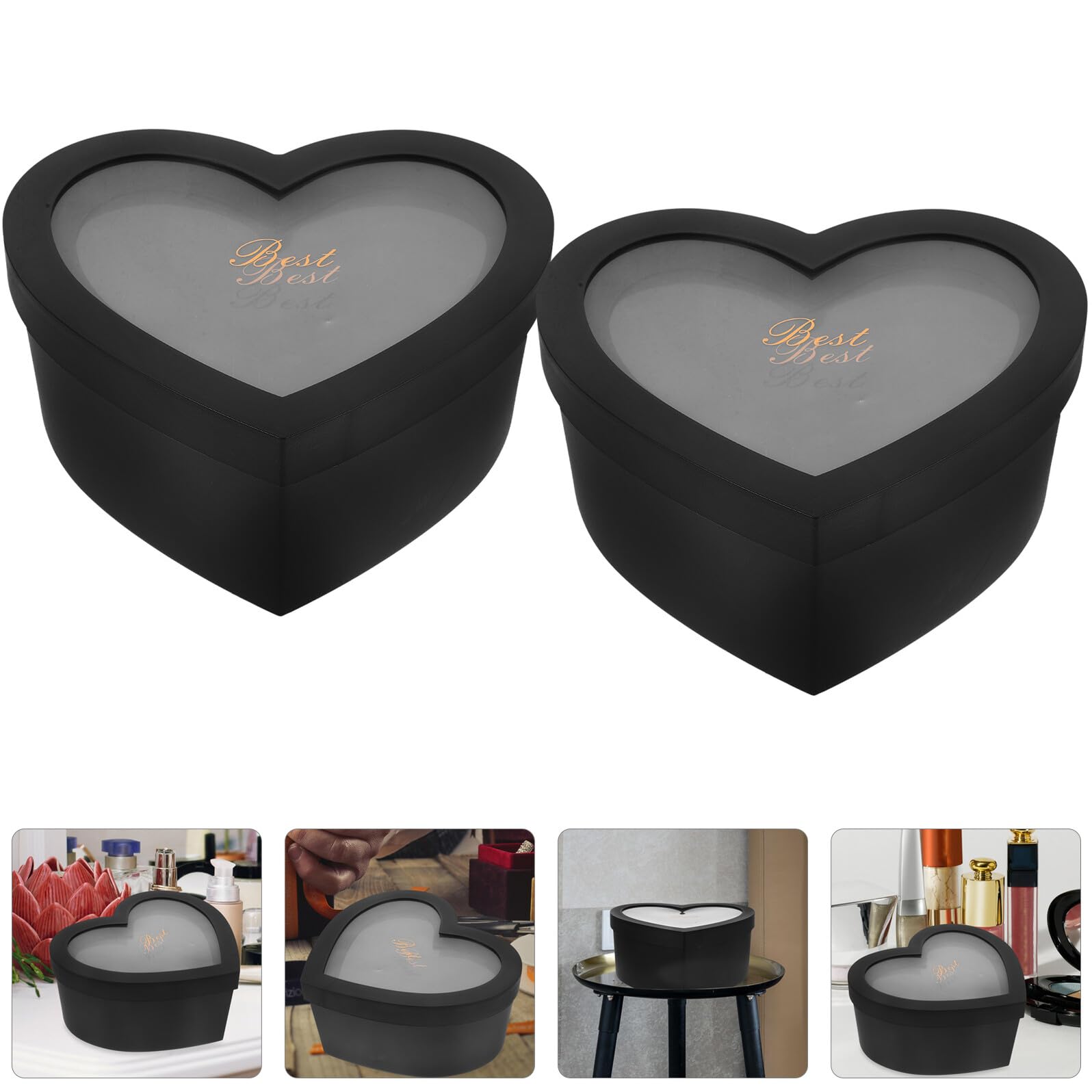 Ciieeo Herzförmige Geschenkverpackungsbox aus Papier und PVC mit Transparentem Fenster – 2 Stück Aufbewahrungsboxen für Blumen Pralinen und Partygeschenke Blumenbox für Valentinstag und