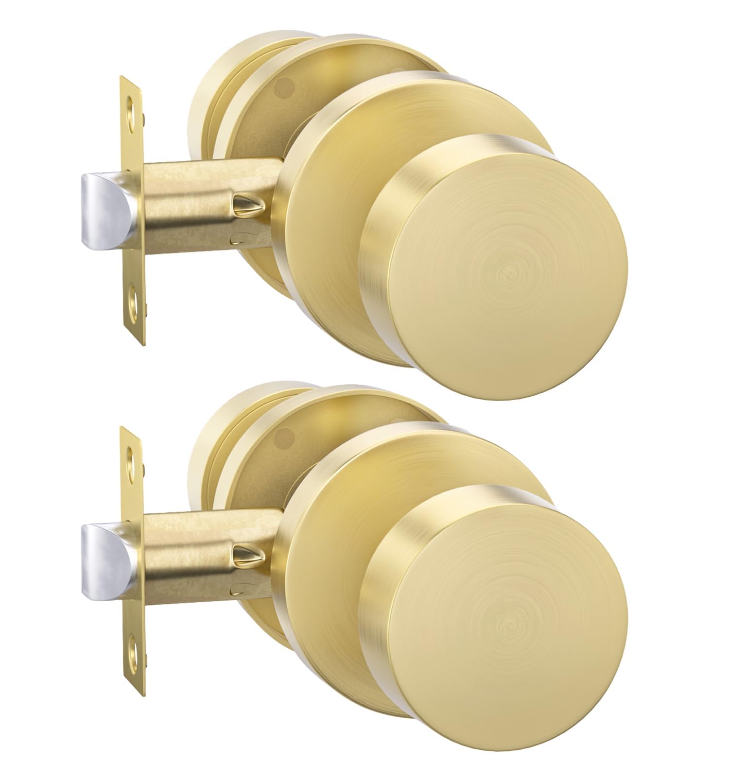 Photo 1 of Goldenwarm Gold Closet Door Knobs, Zinc Alloy Brushed Gold Passage Door Knob, Interior Door Knob for Hallway, Closets, Brushed Brass Door Knobs Interior, Heavy Duty Round Ball (2 Pack)