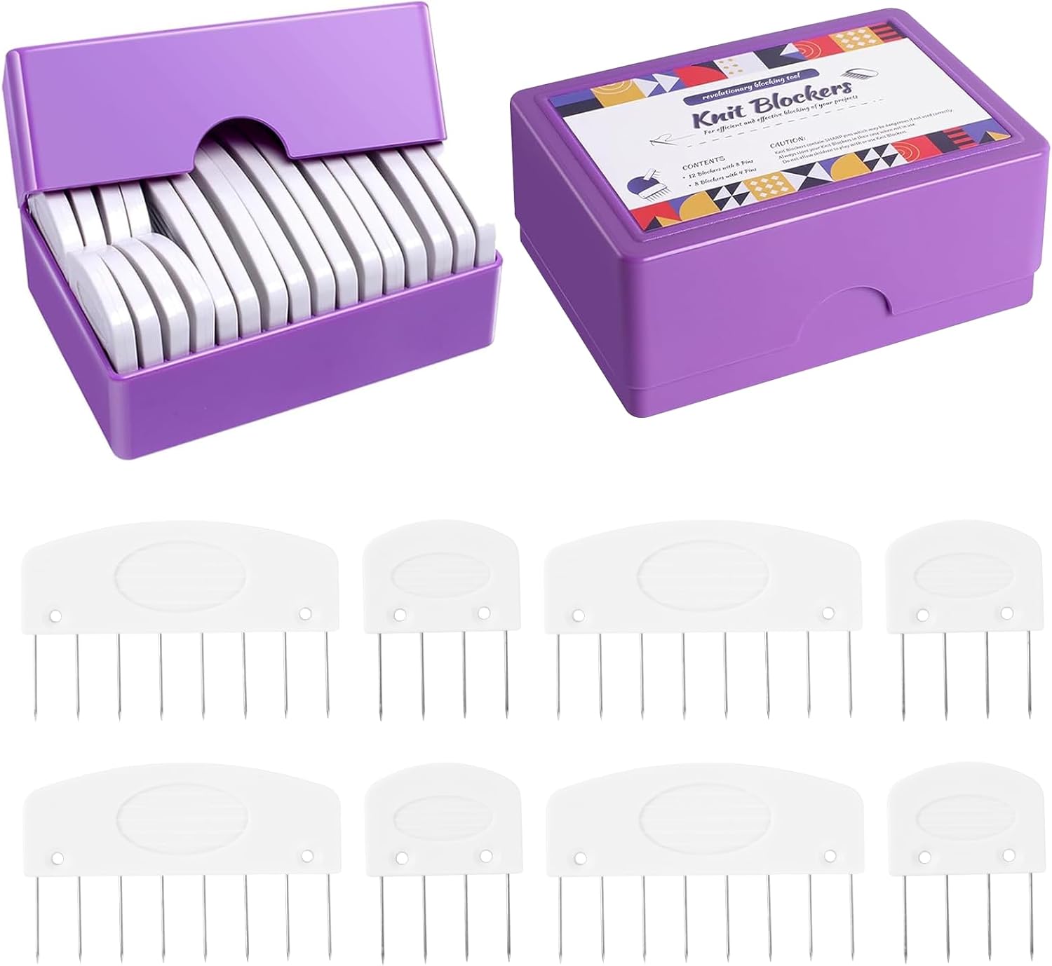 Nyuemystery 60 Pcs Blocking Combs Kit, Knit Blockers and Pins for Blocking Knitting, Crochet, Sewing Lace, Needlework Projects