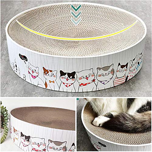 SmallPocket Griffoirs pour Chats, Rond Chat Scratch Pad,Carton à Gratter pour Chat,Papier Ondulé Chat Lit - Rond Carton à gratter pour Chat pour Chatons Medium Cats-34cm/41.3cm