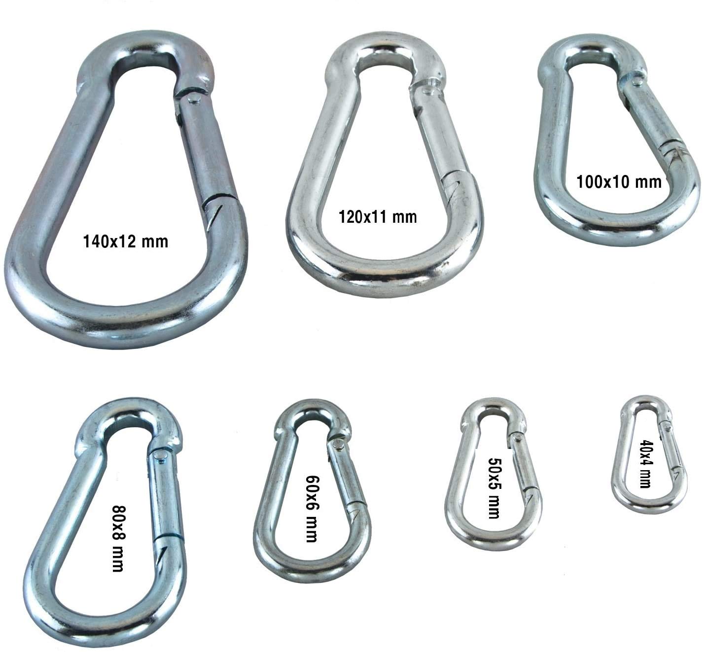 Carabiner Clip ~ Basic~ Large & Small ~ Heavy Duty! - Lifting (10, 8mm x 80mm)
