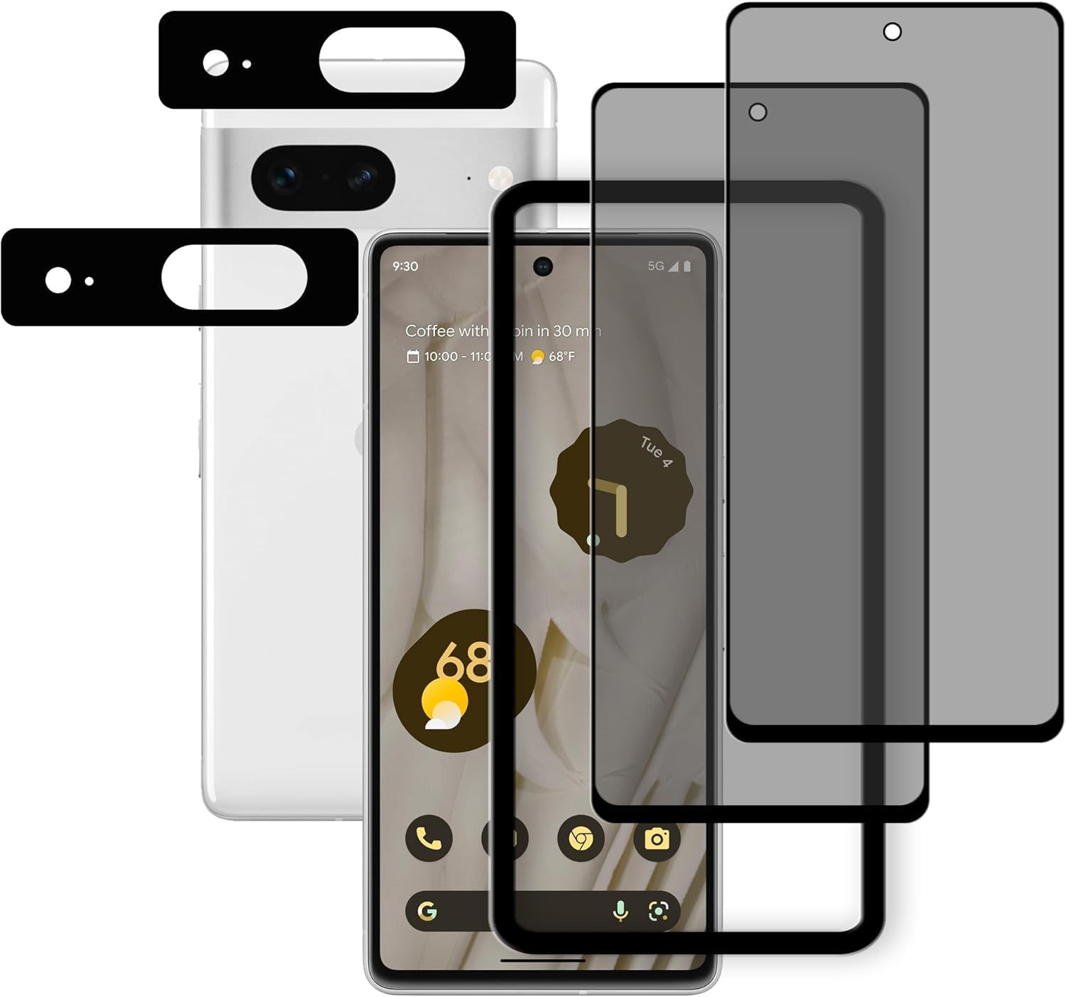 [2-2 Pack Privacy Screen Protector Designed For Google Pixel 7 Anti Spy Private Tempered Glass Film 2-Pack Camera Lens Protector Film 2-Pack