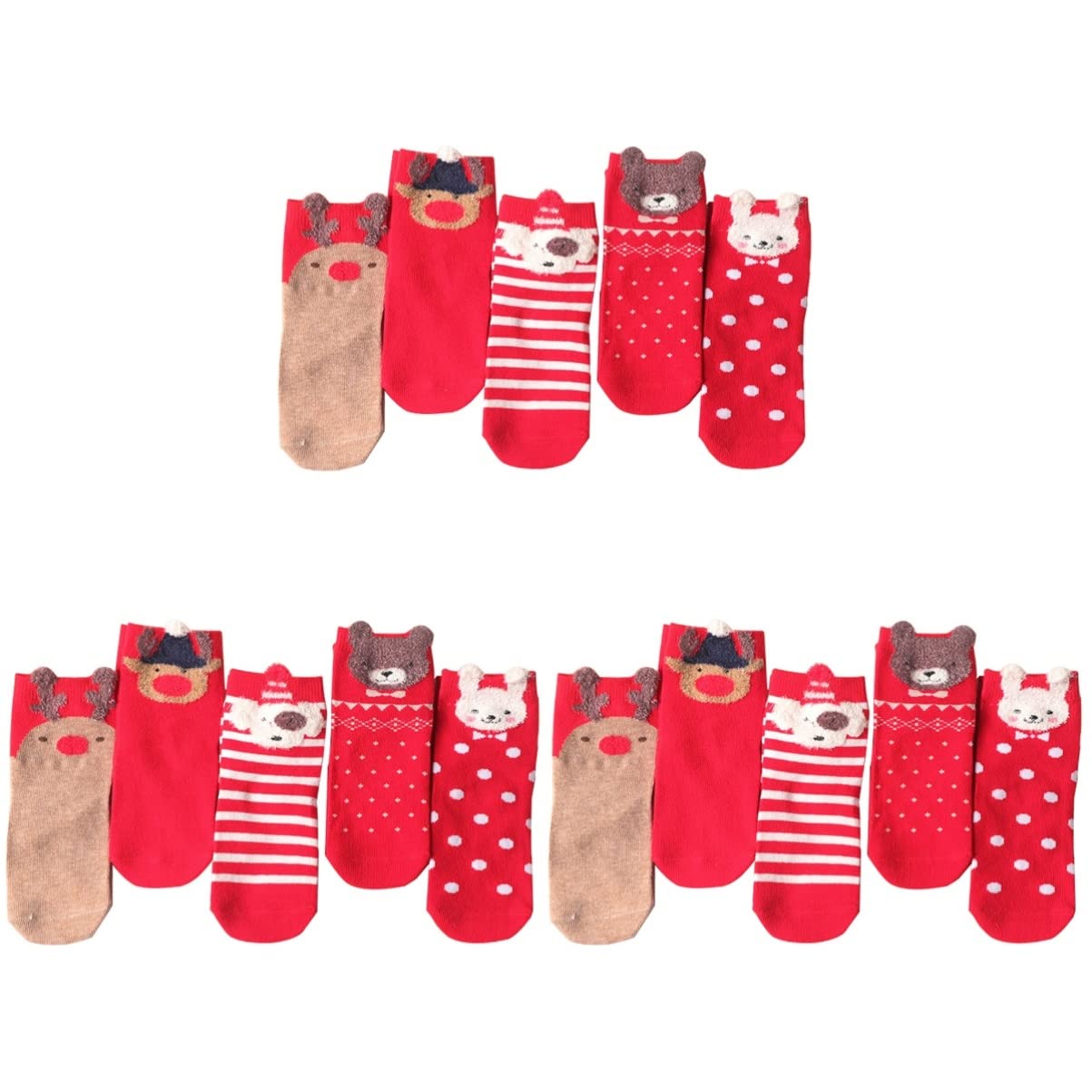 GALPADA 15paia Calzini Natalizi Cotone Per Calzini Creativi Tema Cartoon Design Alla Moda Misura Per Anni Caldi e Antiscivolo Per Festività e Uso Quotidiano