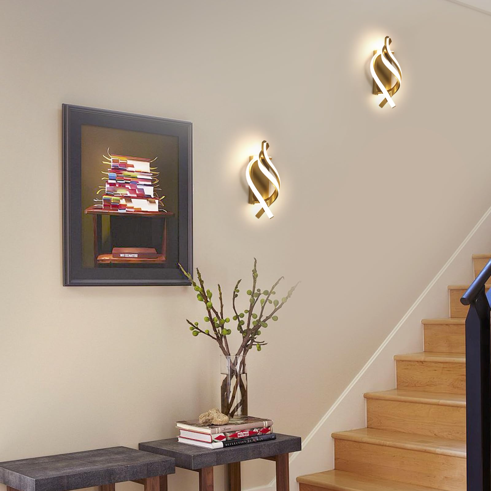 Comely 22W 2500LM Wewnętrzna Oprawa Ścienna LED, Złota Wewnętrzna Lampa Ścienna LED, Nowoczesna Oprawa Ścienna Do Sypialni, Salonu, Korytarza, Neutralne Światło 4500K