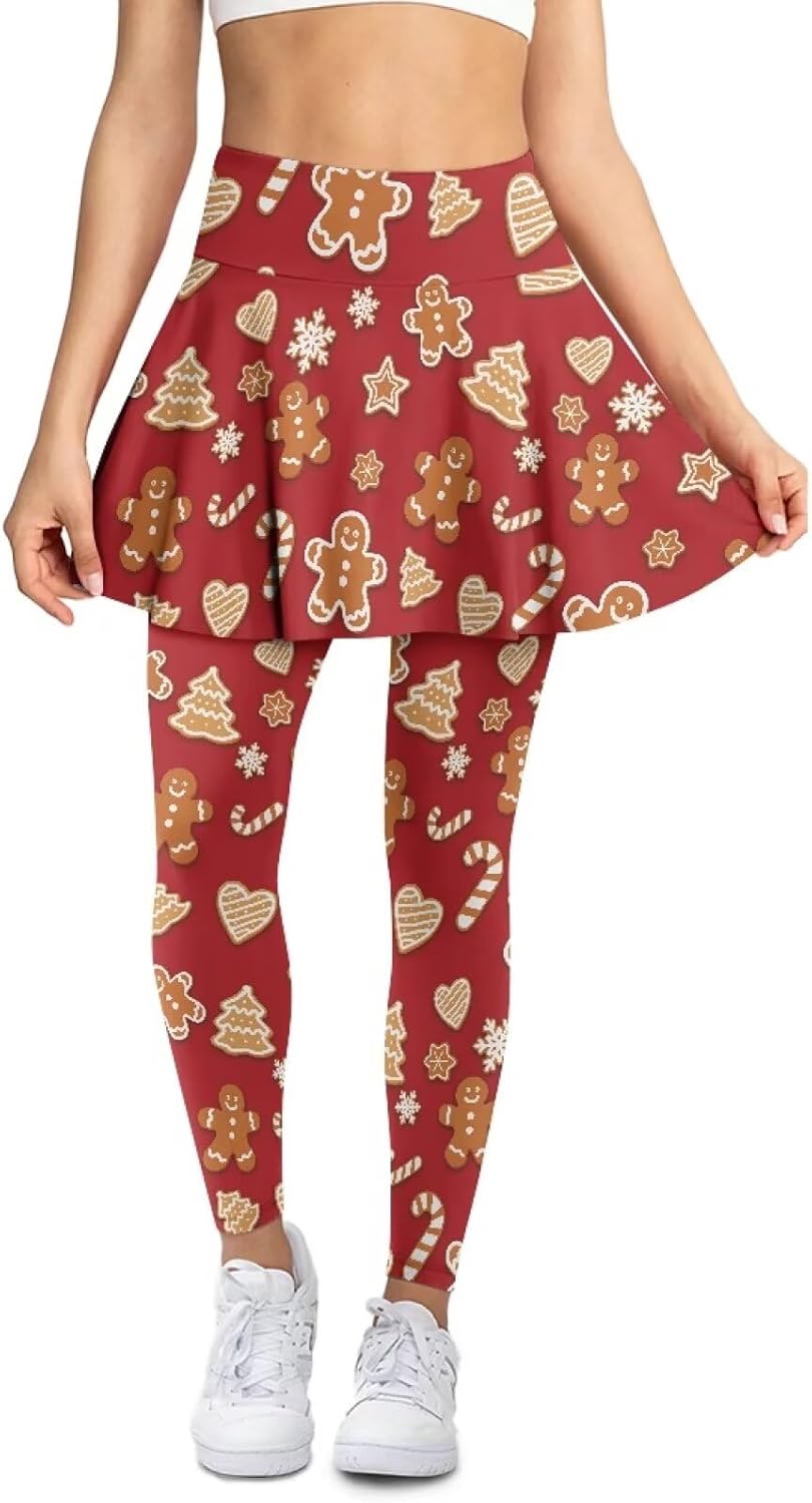 Womens Skirt with Long Length Leggings Yoga Tennis Capris Legging with High Waist Skirts Pocket Soft Clothes XS-3XL