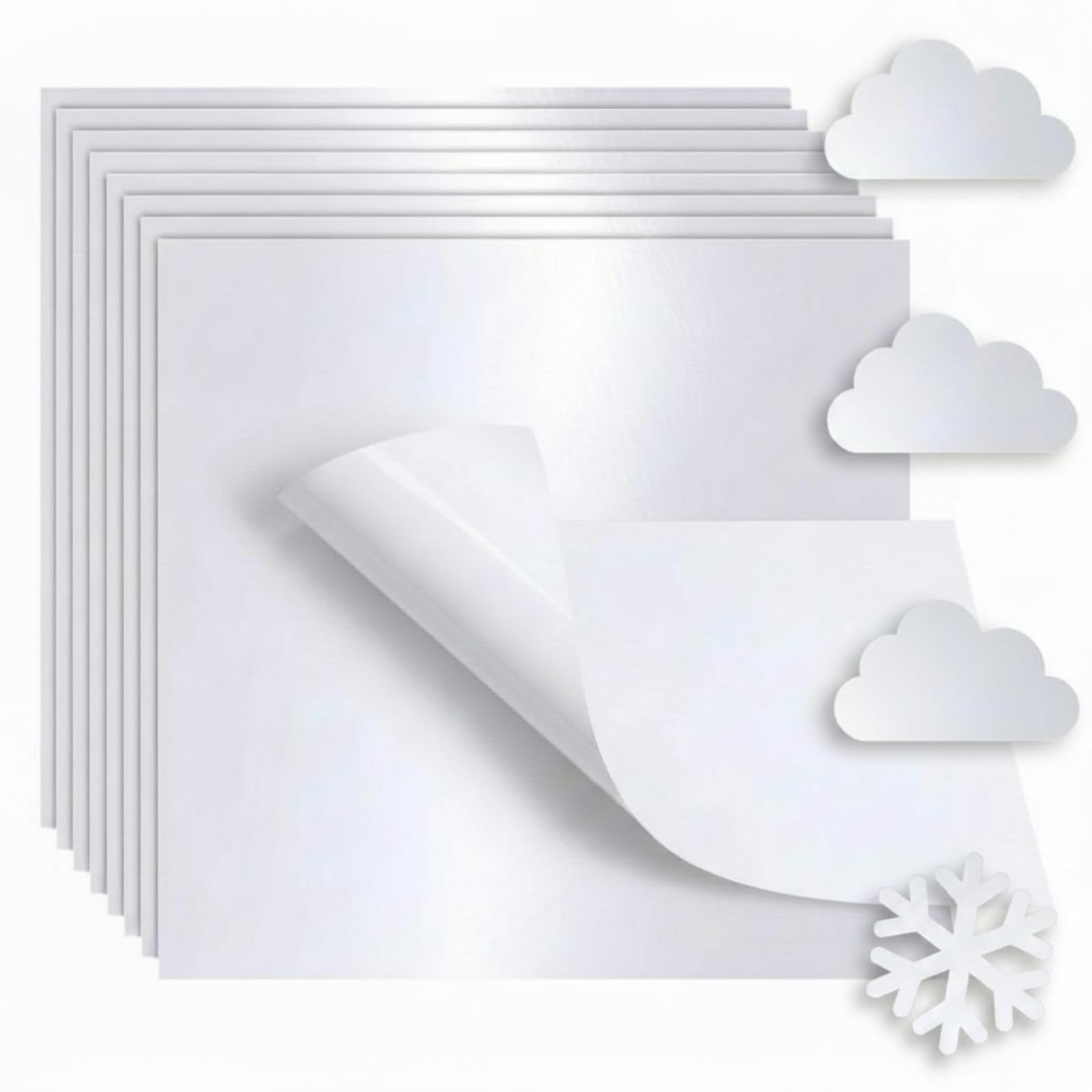 Tenceur 50 hojas de cartulina blanca brillante de papel metálico de 12 x 12 pulgadas, hojas cuadradas de papel de impresora de 250 g/m², cartulina para hacer tarjetas de cumpleaños, proyectos de