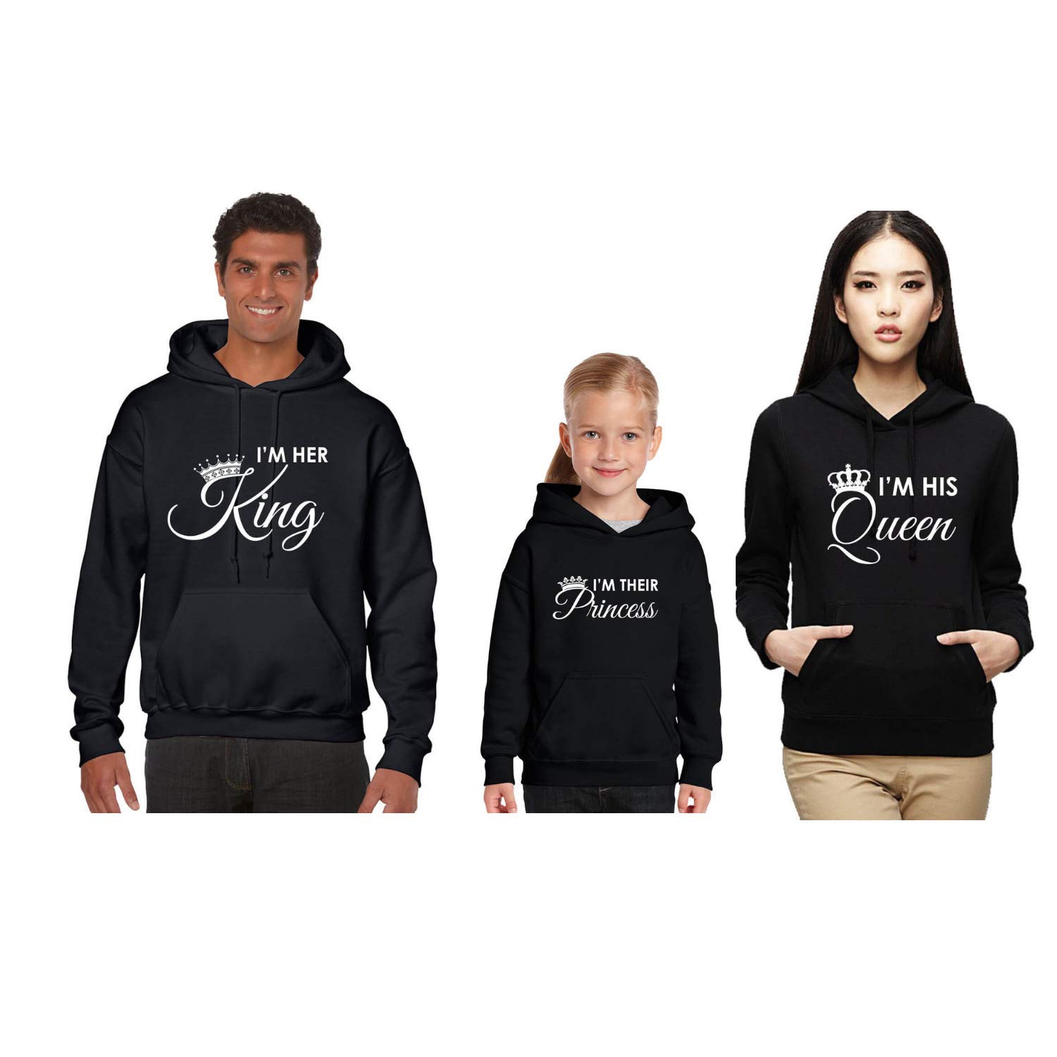 yaya cafe TheYaYaCafe King Queen Family Sweatshirt Hoodies for Mom, Dad and Son Set of 3-picture-27