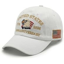 USA 250th Anniversary Hat 1776-2026 Eagles Embroidered Patriotic American Flag Baseball Cap
