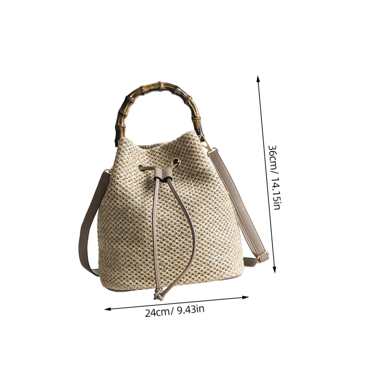 GALPADA Borsa Secchiello Donna Intrecciata Khaki in Lino e Poliestere | Tracolla Regolabile, Formato a Cestello, Adatta per Party e Uso Scolastico