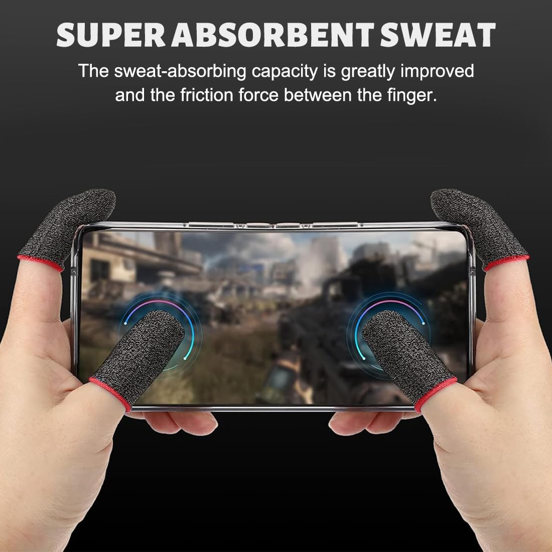 10 Pezzi Mobile Game Finger Sleeve, Fibra d'Argento Risposta Agile Touch Screen Thumb Sleeve, Traspirante Copridito da Gioco Professionale con Antiscivolo e Resistente, Sudore