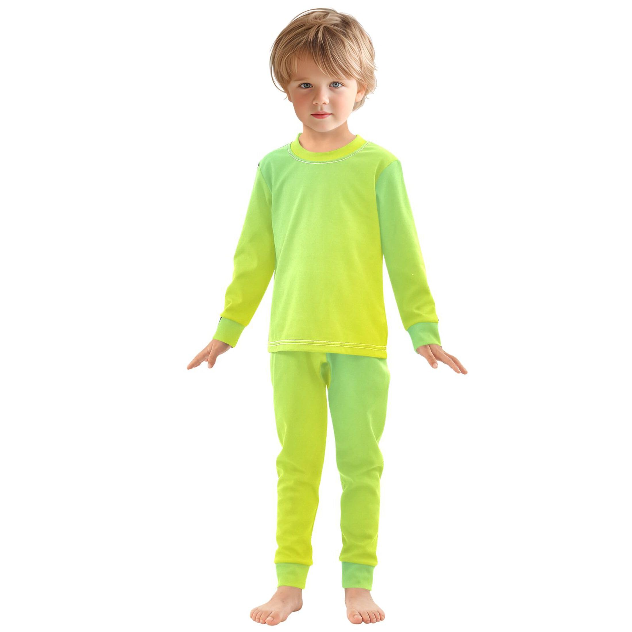 Light Green Green Long Sleeve Pajamas Set Sleepwear Jammies 2pcs Set Pjs Light Green Green 01