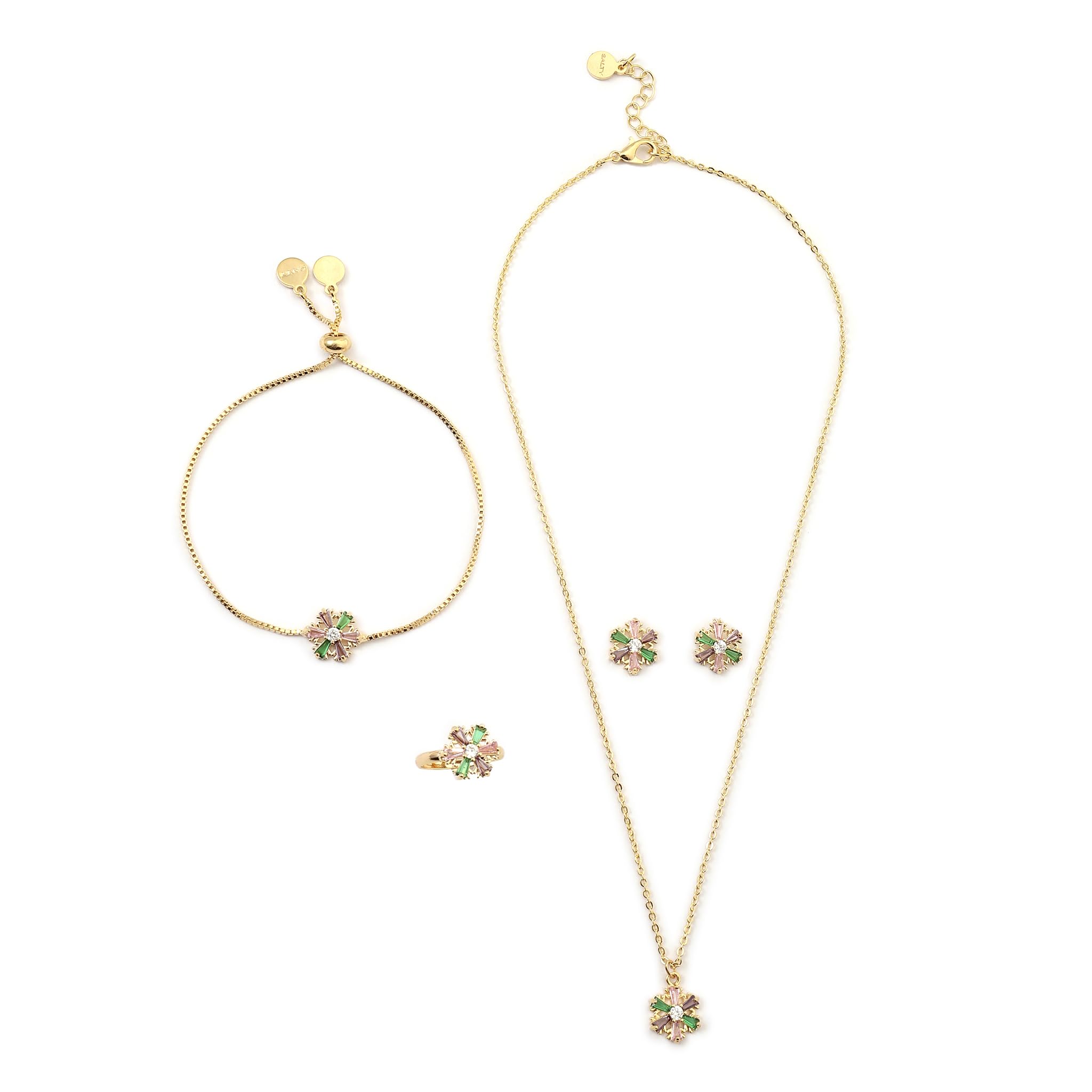 SALTY Budding jewellery Set for Kids | 14K gold plating | Necklace | Earrings | Ring | Bracelet | Fancy & Stylish | Birthday Gift | Aesthetic Jewelry | Accessories for Everyday Wear (B0DCSBZB2G) Amazon Price History, Amazon Price Tracker