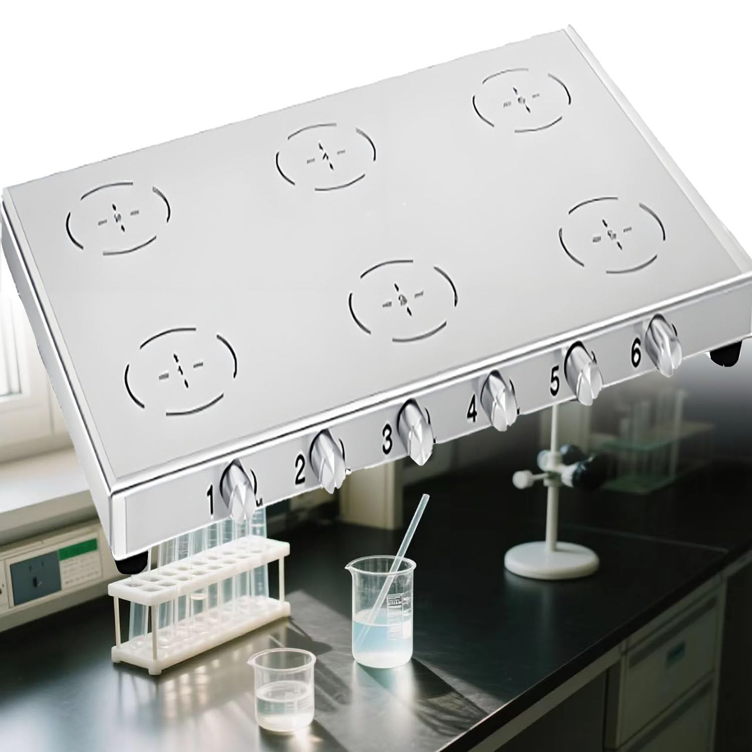 Potężne mieszadło magnetyczne laboratoryjne/płyta mieszająca, wielostanowiskowe mieszadło magnetyczne, mieszadło magnetyczne, do użytku laboratoryjnego, sprzęt do mieszania LCUMS-6