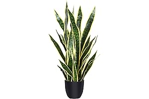 CROSOFMI Artificial Snake Plant 35 Inch Tall,Decorative Fake Mother-in-Law Plant