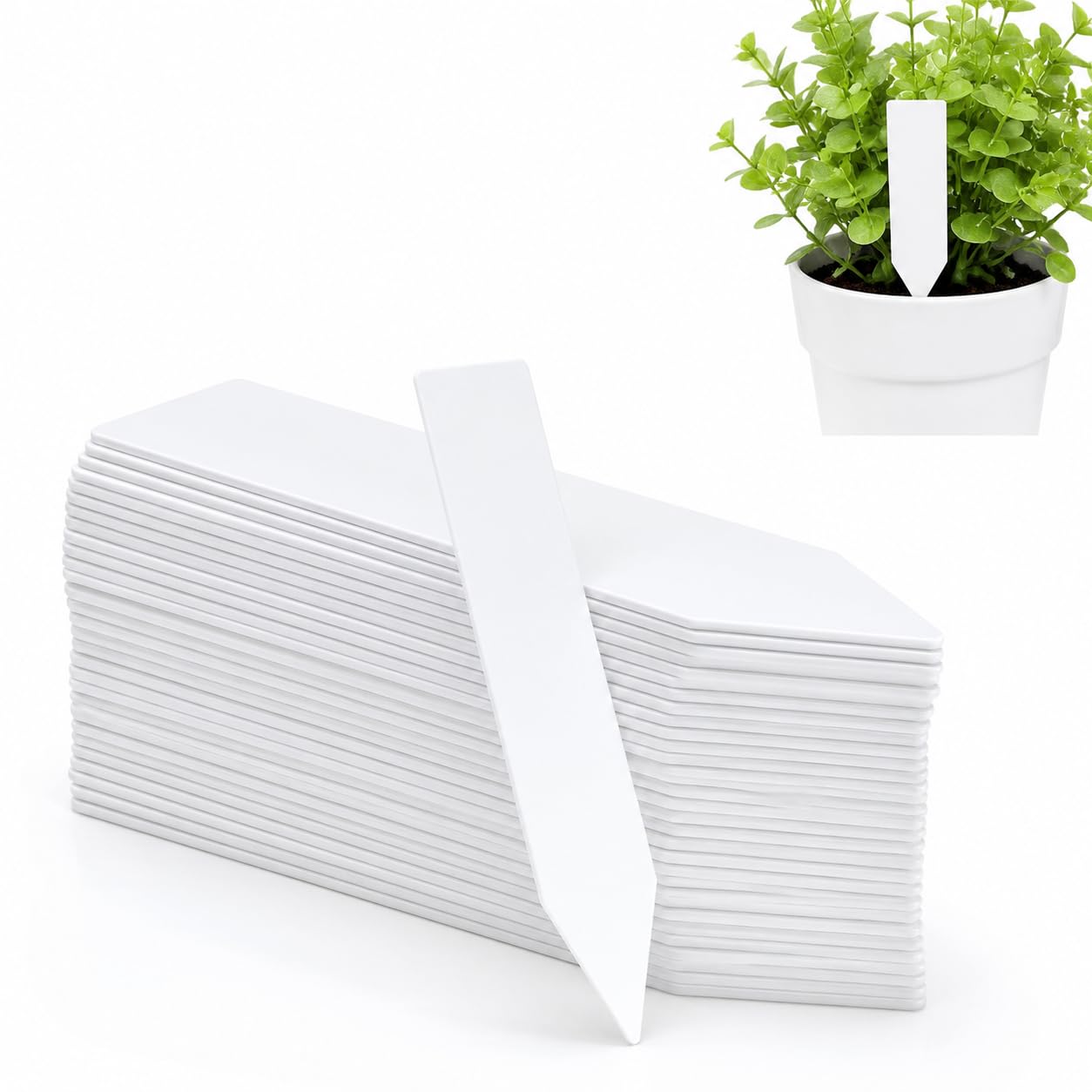 300Pcs White Plant Labels, Plastic Plant Markers Plant Tags, Waterproof Reusable Plant Labels for Outdoor Plants, Garden Labels for Seedling Herb Seed Vegetable Flower Potted Plants