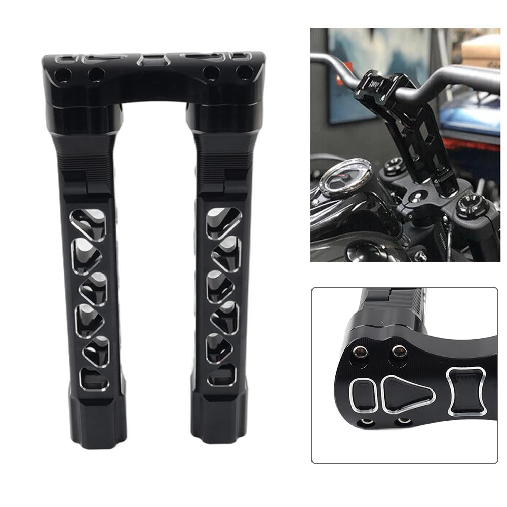 YFUK Pullback-Lenkererhöhung 10,5" hohe Klemmen CNC-Aluminium Schwarz & Silber für Softtail Dyna