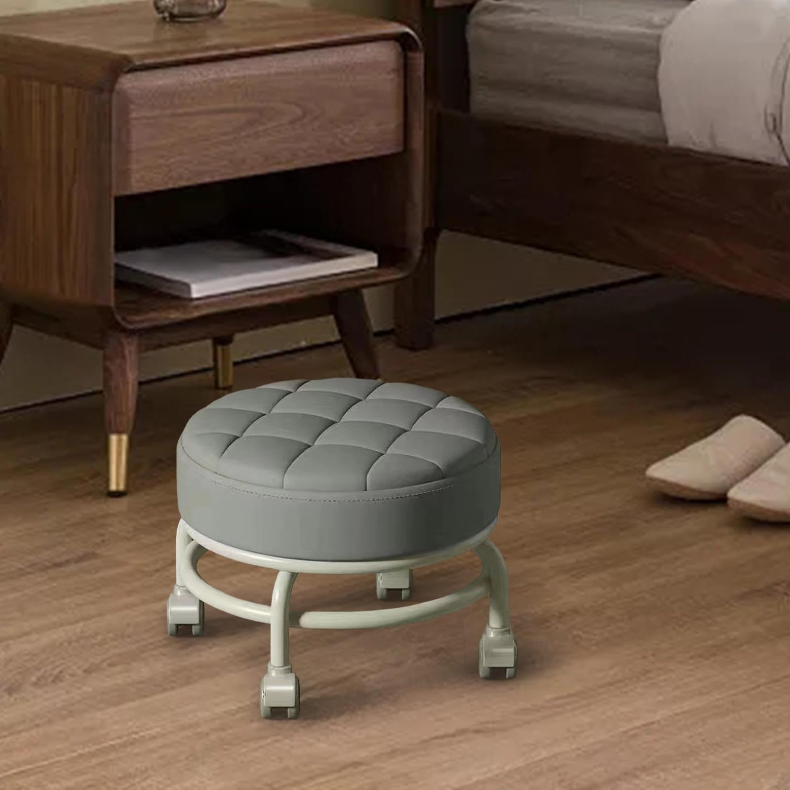 JISADER Tabouret Bas Roulant, Siège Bas à Roulettes Avec Dossier, Tabouret De Pédicure Et Chaise