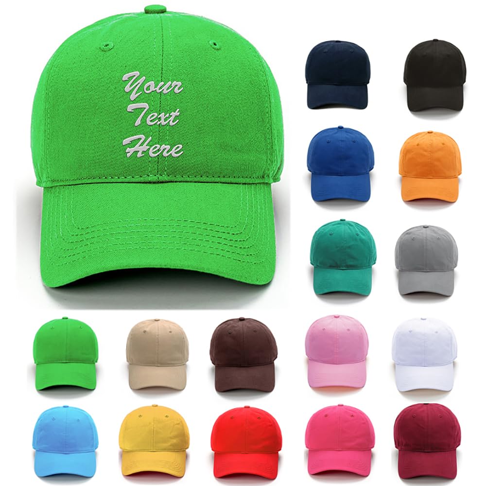 Van Der Linn Unisex Lime Personalised Embroidered Baseball Cap Hat Cotton Mens Ladies (Cotton, )