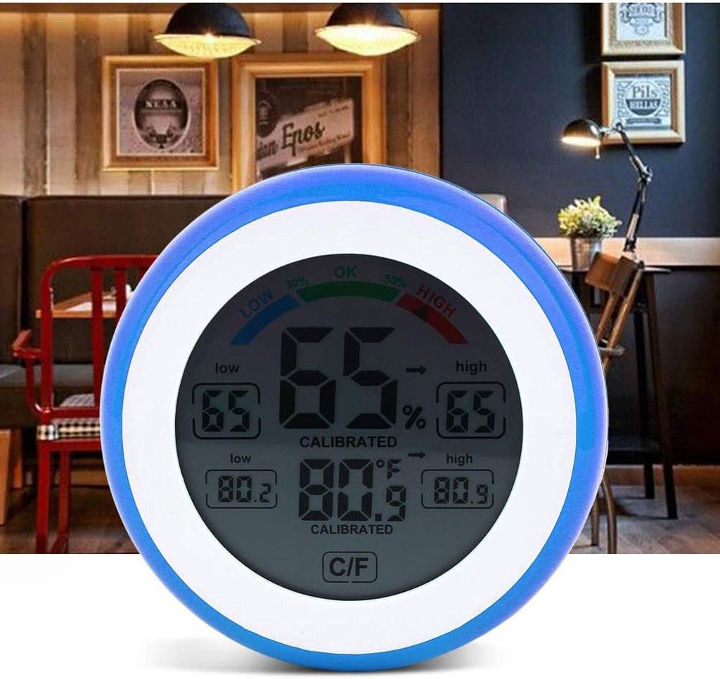 Room Thermometer - Household Electronic Hygrometer Thermometer Indoor with Touch Screen (E)