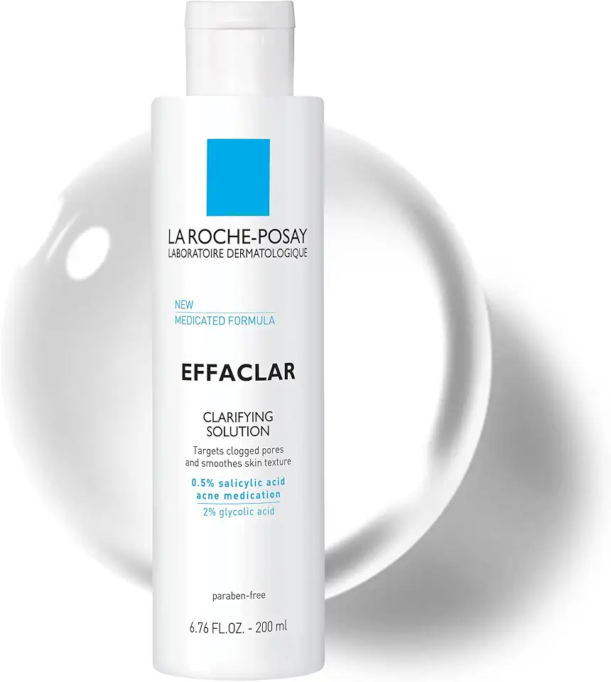 La Roche-Posay Effaclar Clarifying Solution Acne Toner with Salicylic Acid and Glycolic Acid, Pore Refining Oily Skin Toner, Gentle Exfoliant to Unclog Pores and Remove Dead Skin Cells Cradle to Cradl