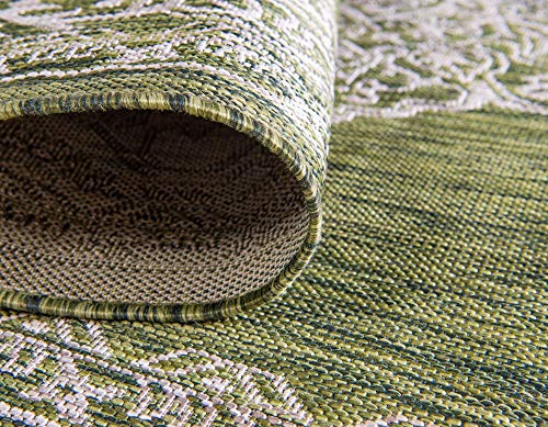 Unique Loom Outdoor Traditional Collection Area Rug - Antique (4' 1" Round, Green/ Gray) by Unique Loom - Image 6