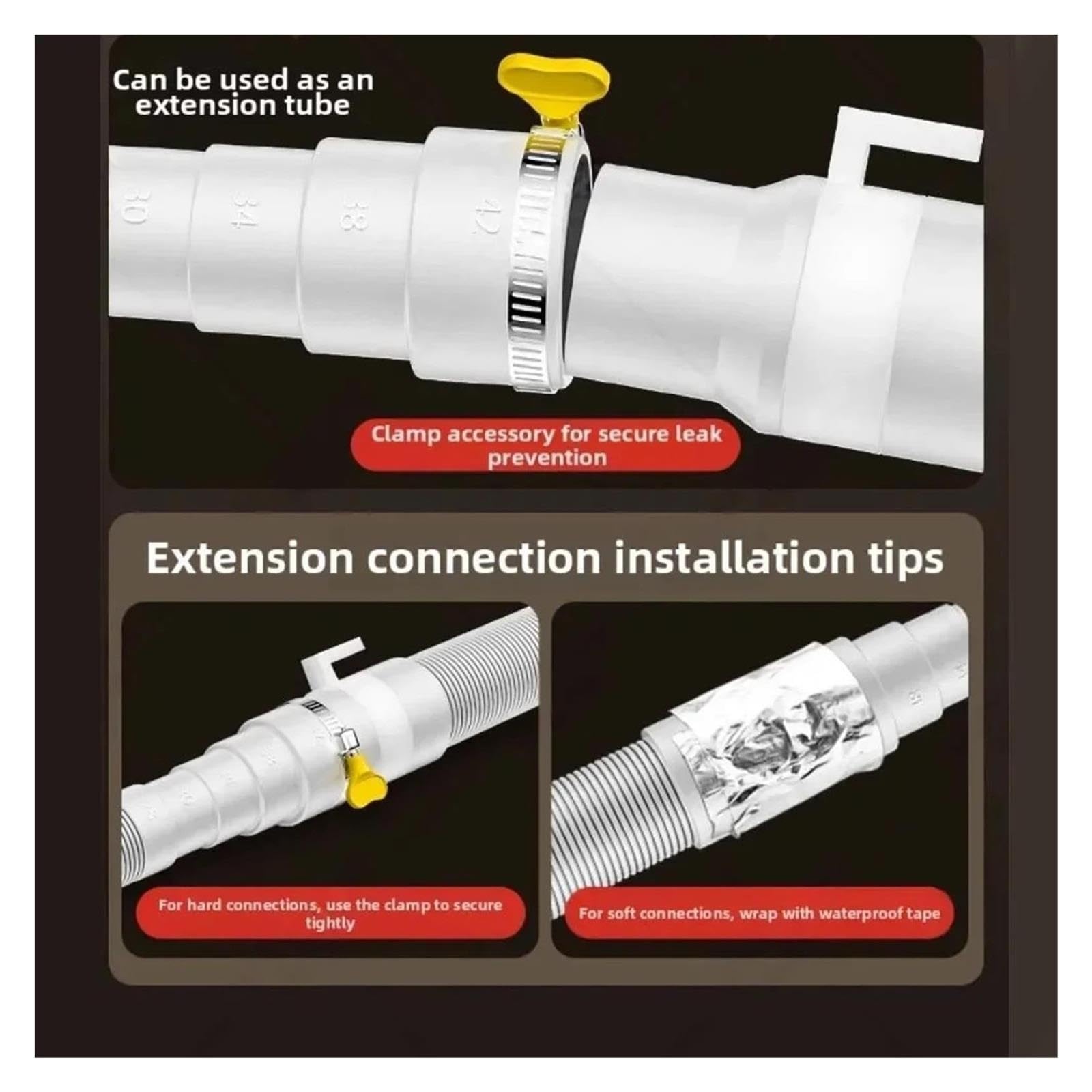 Tubo Di Scarico Flessibile for Lavatrice, Tubo Di Scarico Dell'acqua Da 4 M-8 M for Lavatrice Automatica E Uscita Di Scarico Del Lavandino(4m-1 set)