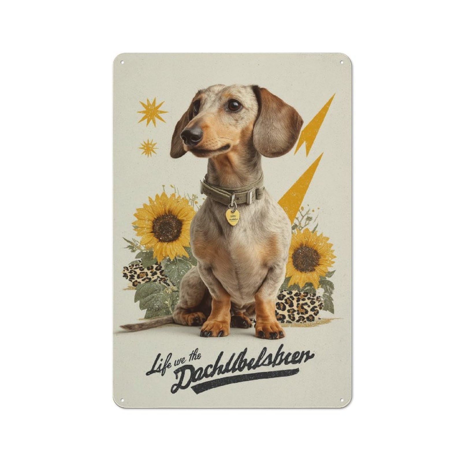 Junmoney Dachshund Charm Tin Sign 30X20cm With For Pub Or Café, Rustic Decor, For Kitchen, Dining Room And Home Bar Wall Decor