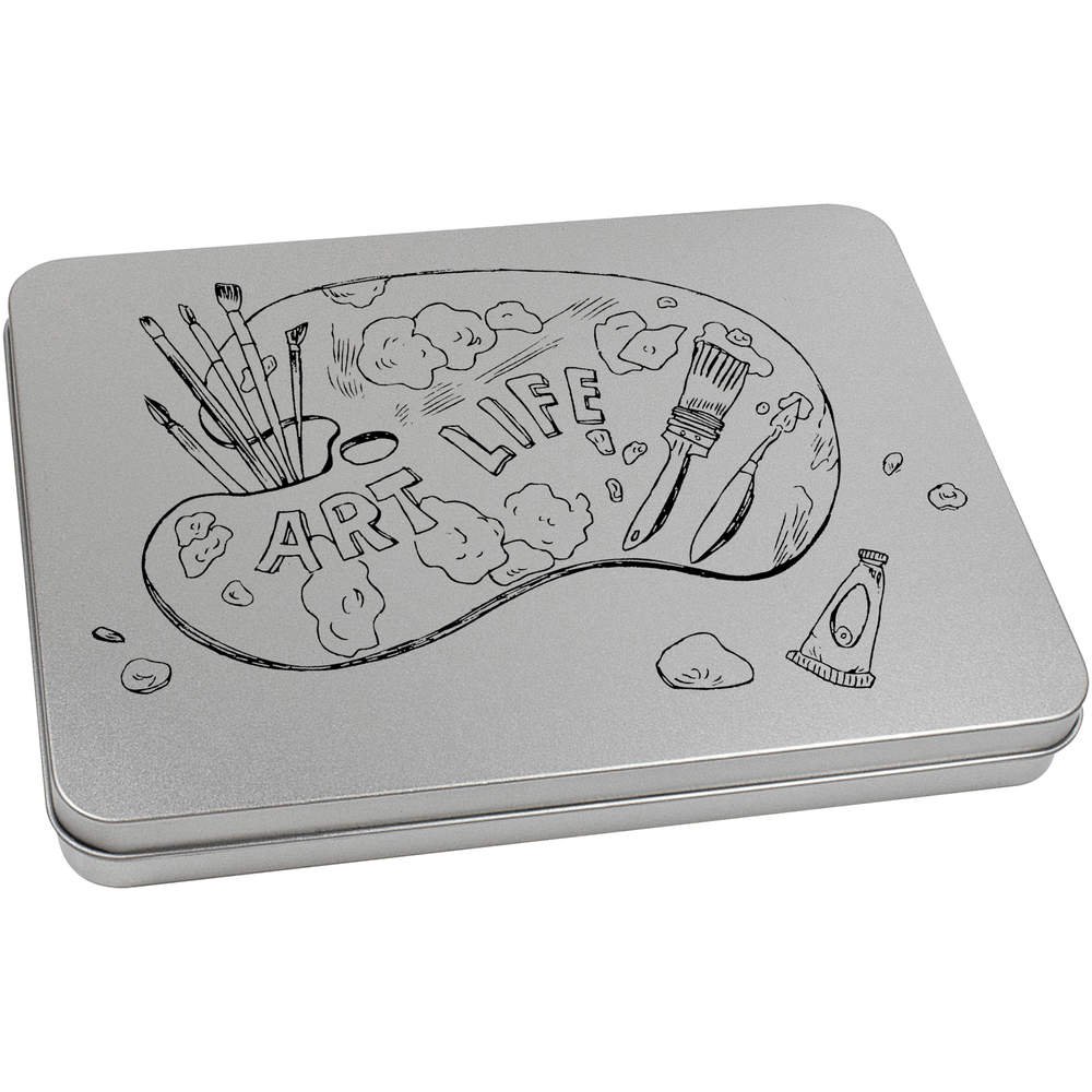 Azeeda 220mm 'Art Life Paint Pallet' Metal Hinged Tin/Storage Box (TT00061644)