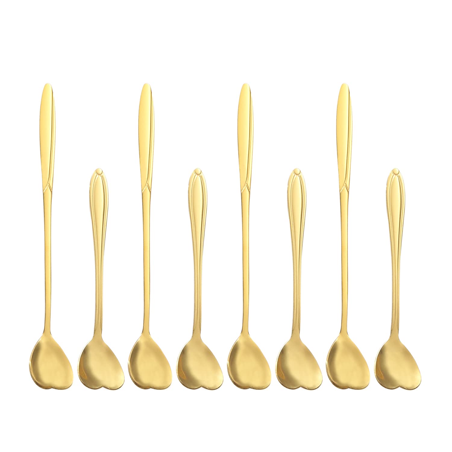 Photo 1 of 8 Pcs 304 Stainless Steel Long Spoon Heart Spoon for Tea Spoon Kitchen Home