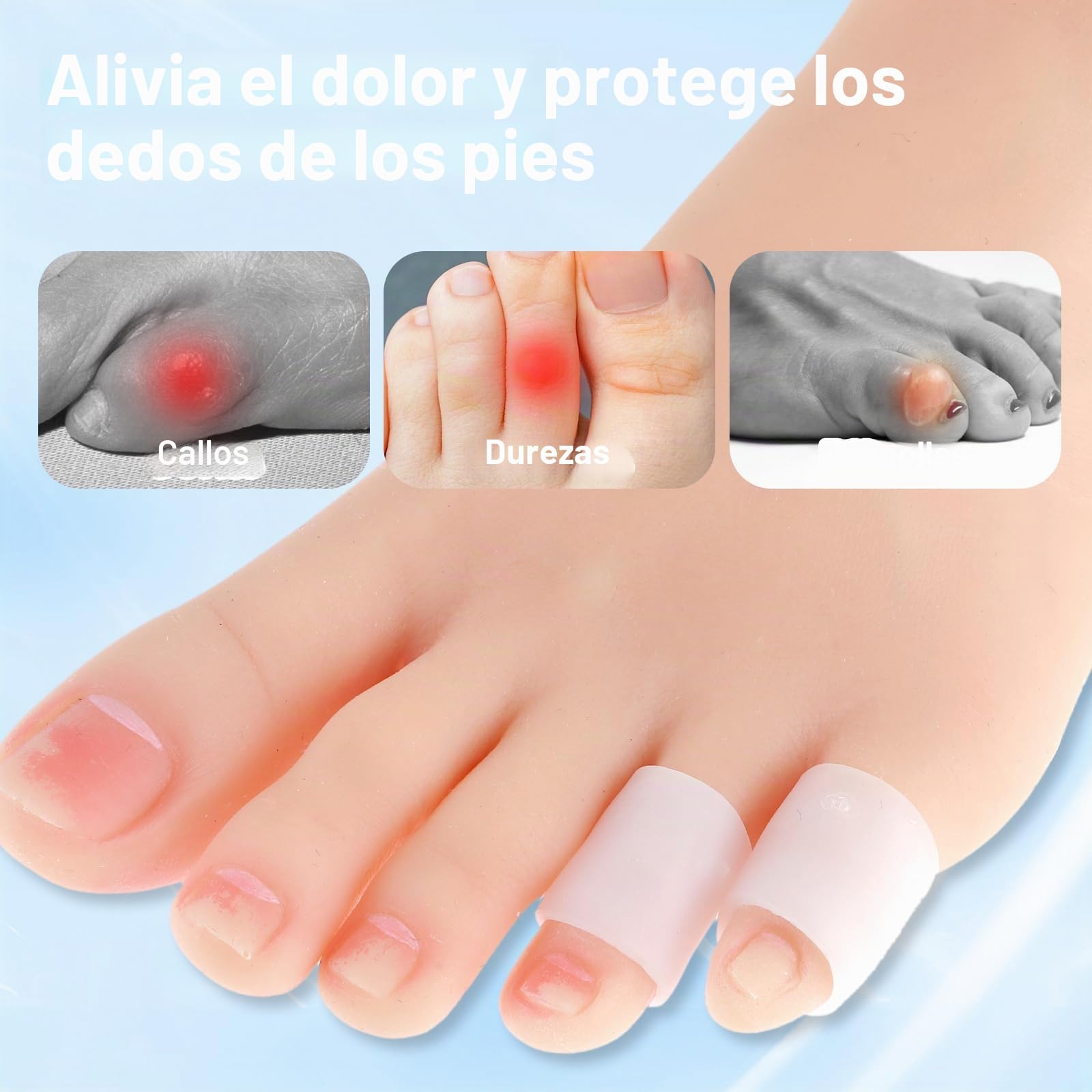 24 fundas de silicona para dedos de los pies, almohadillas protectoras de gel suave para dedos de los pies, protectores de maíz, almohadillas de tubo para dedos de los pies en martillo, callos y