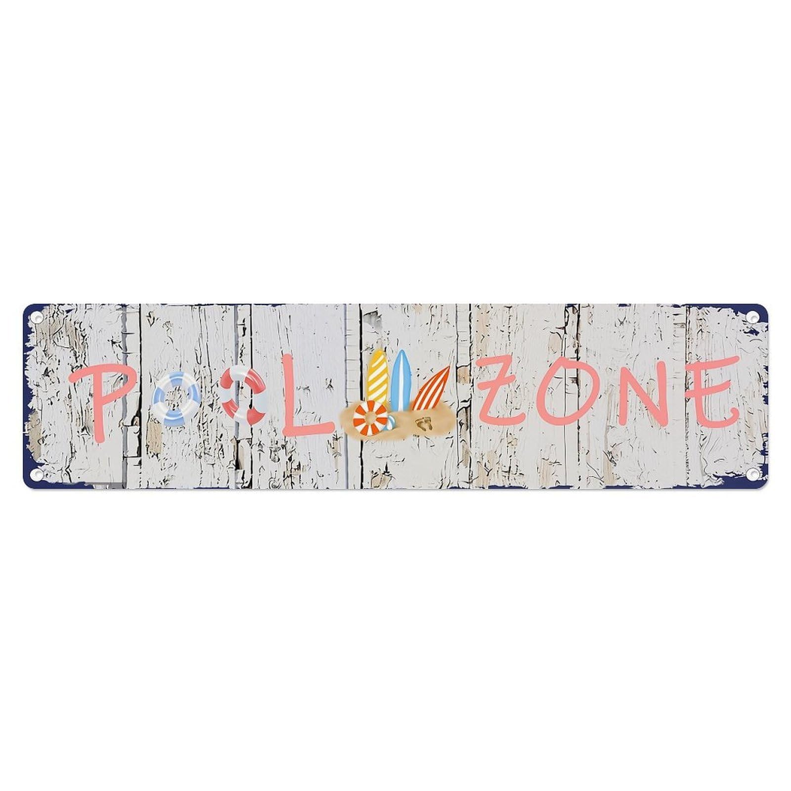 Jdyaojiesheng Vintage Pool Zone Sign Pattern Tin Sign Retro Metal Wall Decor Metal Poster, Home Bar Garage Farmhouse Cafe Wall Art Decoration 4X16inch