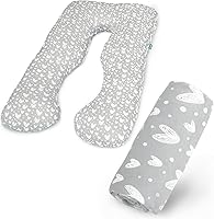 Vista 12 de Funda de almohada de embarazo en forma de U 100% algodón (solo funda de almohada), funda de repuesto súper suave que se adapta a la mayoría