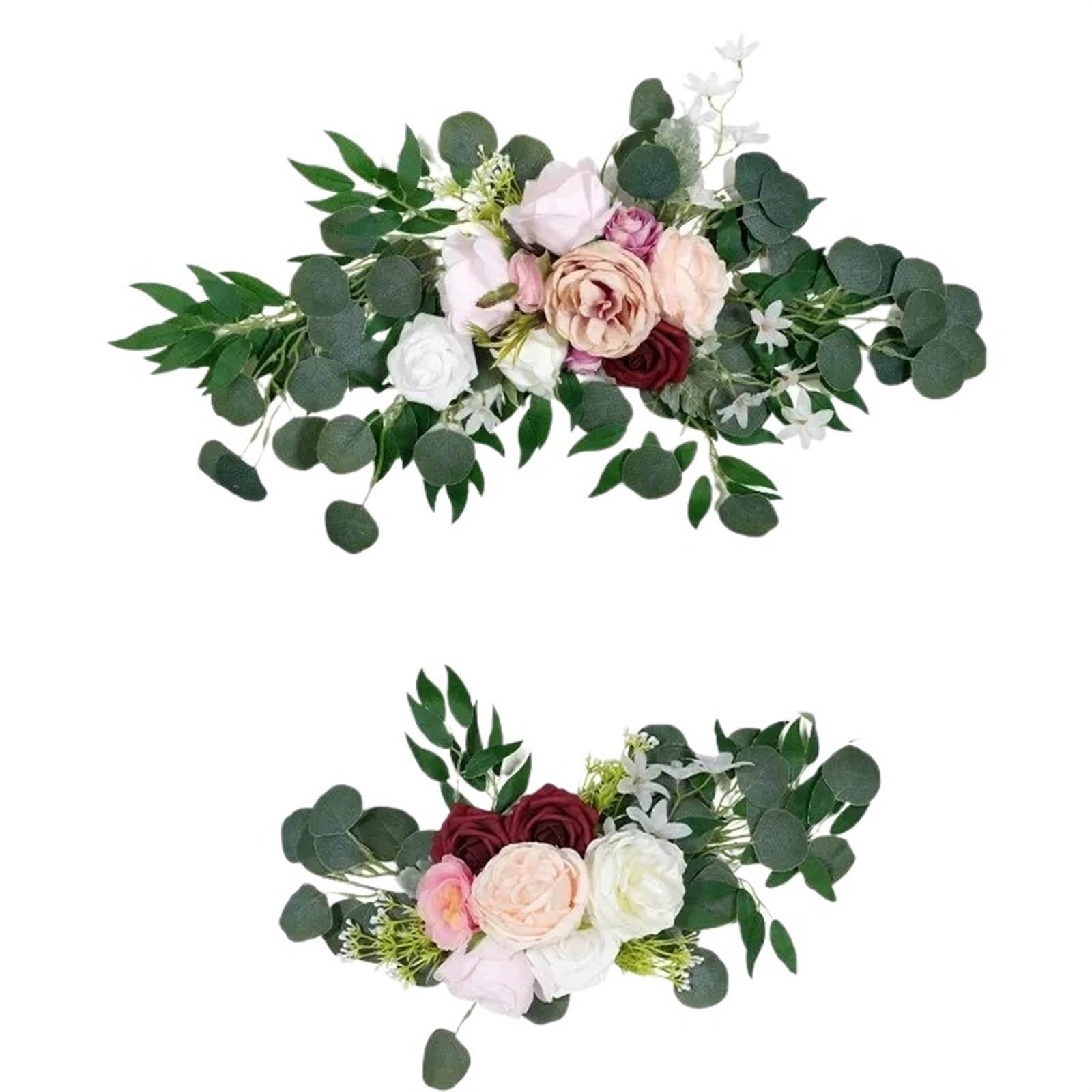 Zymjzbetic Artificial Wedding Arch Flowers Kit 2 Pcs Artificial Wedding Arch Flowers Kit Garlands Silk Flower Welcome Sign Floral for Ceremony Party(Color1)