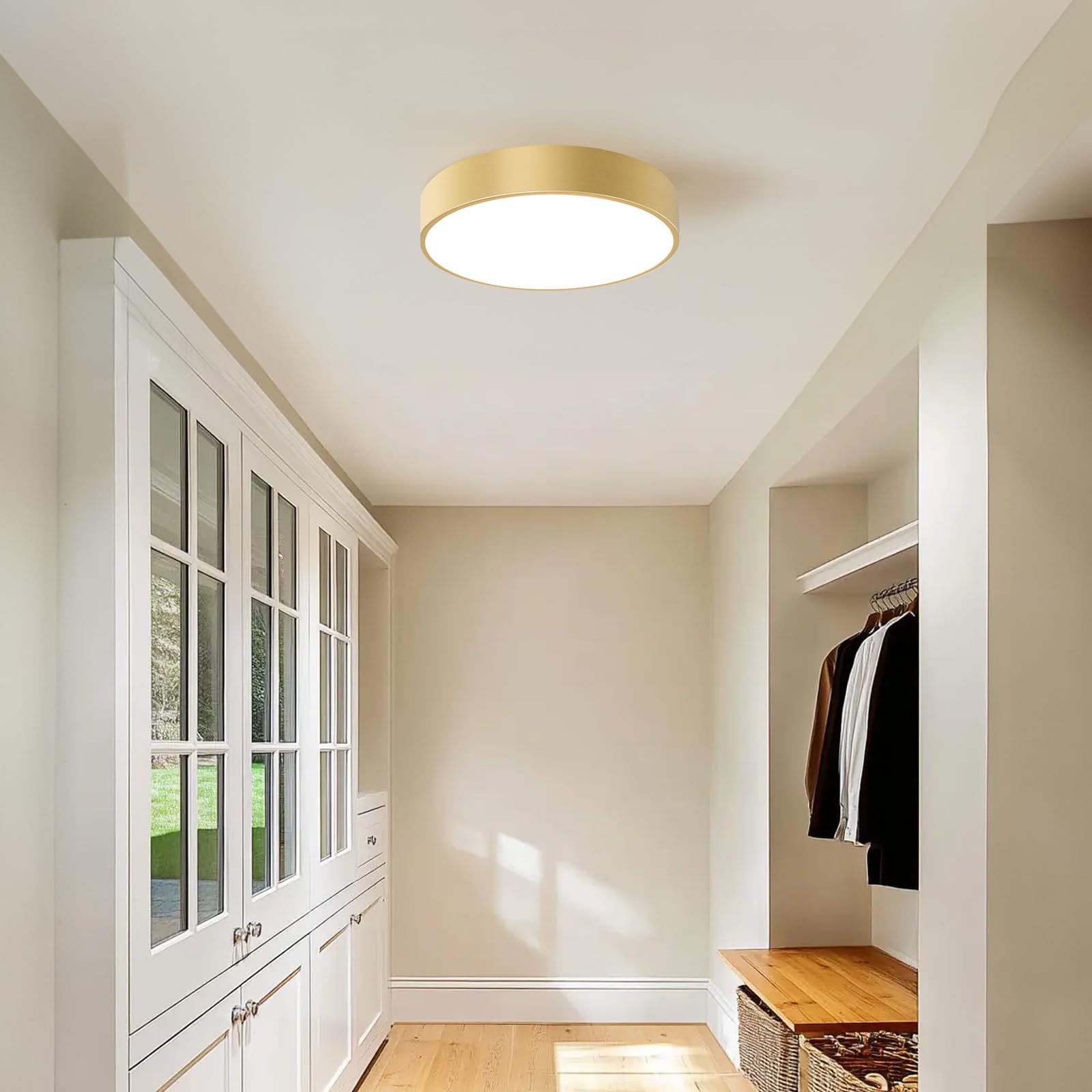 DOTCN Gold Flush Mount Ceiling Light, 15.8 inch Modern Round