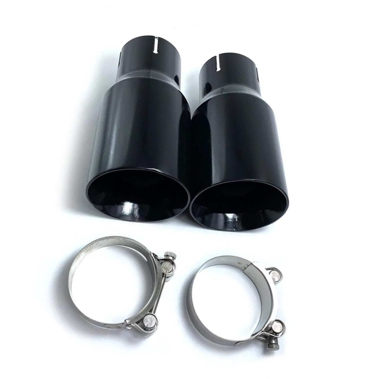 Terminale di Scarico 1 PC Per Benz Auto Acciaio Inox Nero Lucido Universale Scarico Marmitta Terminale Tubo Terminale Scarico Auto(51 IN-76MM OUT)