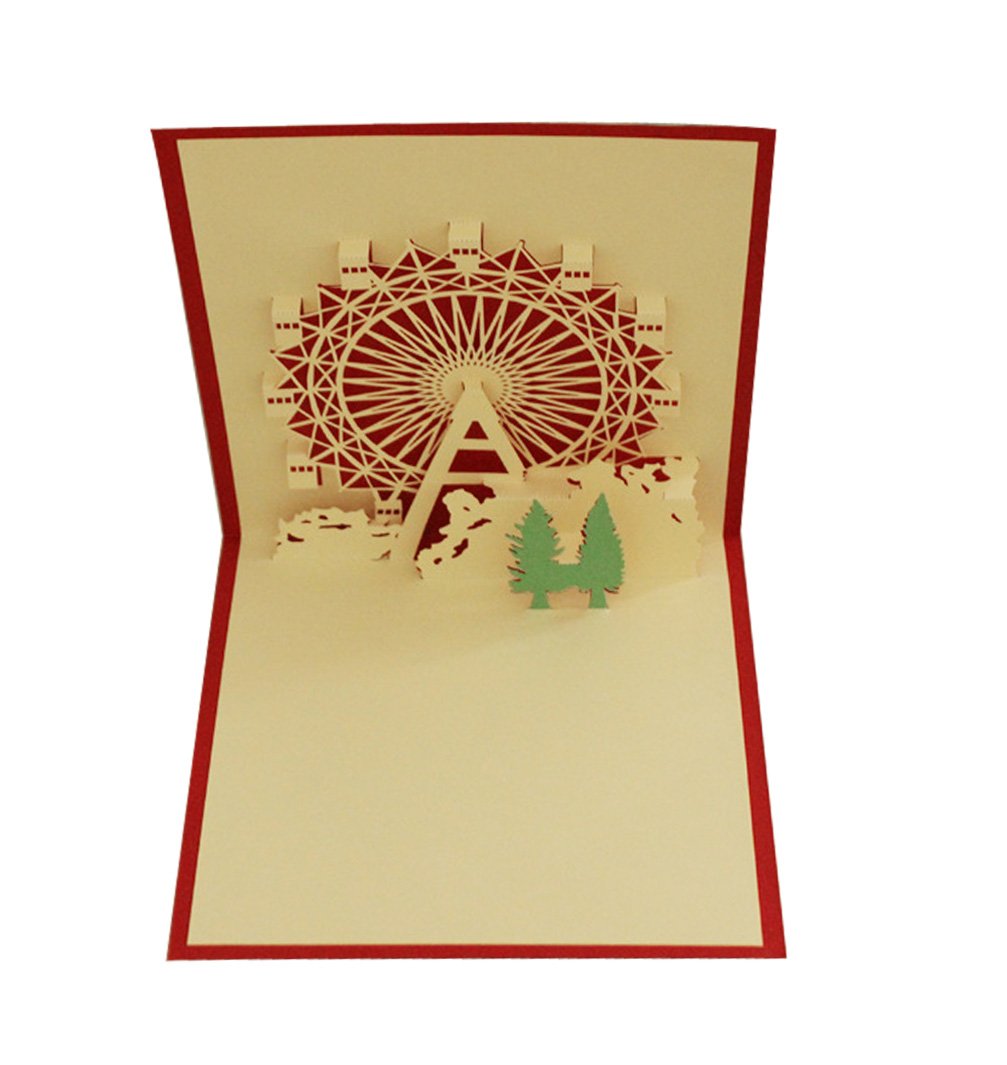 Ferris Wheel Pop Up Card 3D Paper Craft Greeting Cards for All Occasions Romantics, Girlfriends, Sweetheart, Wife Birthday, Engagement, Graduation, Valentine's Day, Anniversary Gift, 5.91X5.91 Inches