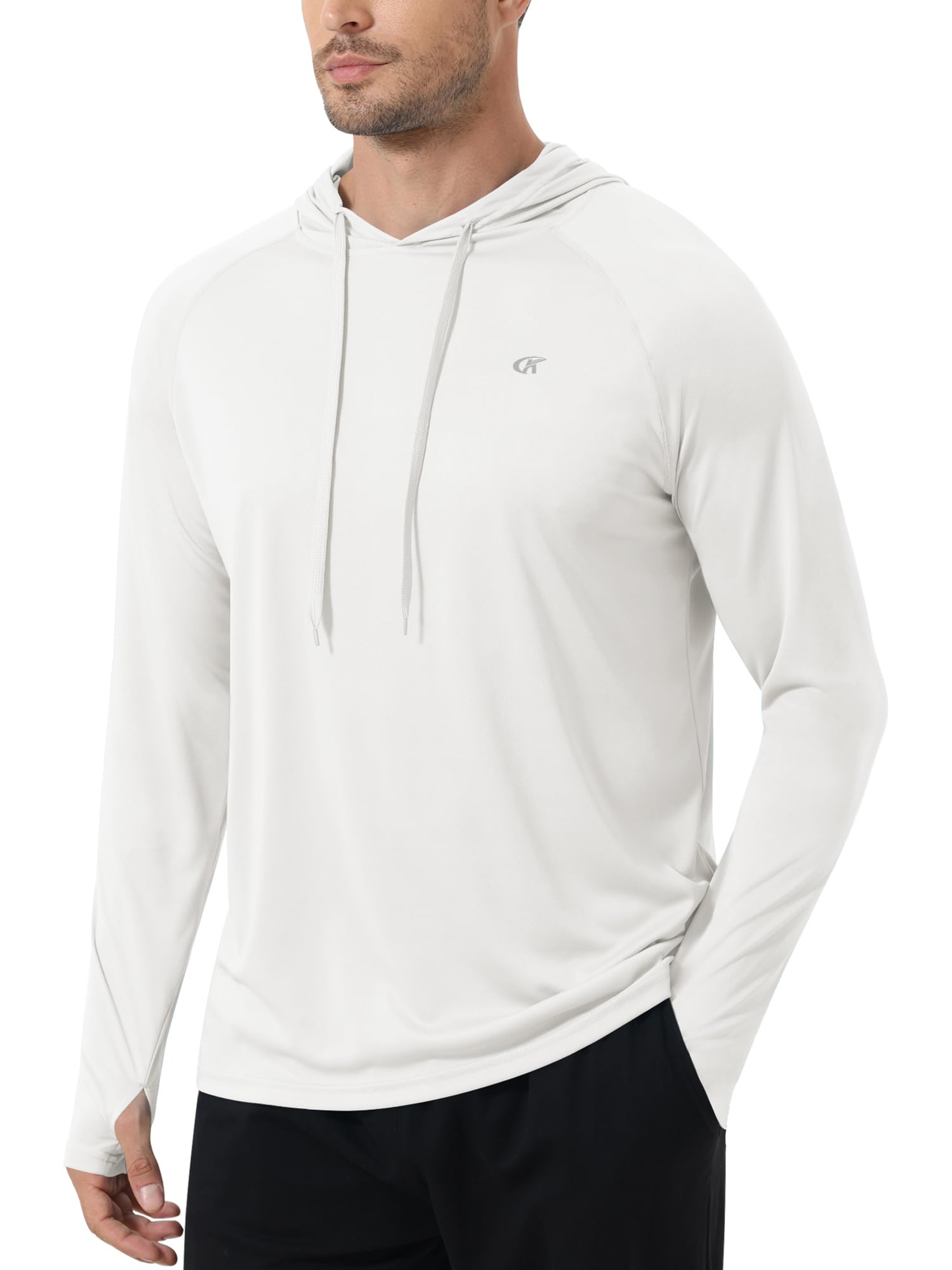 Tyhengta Herren Hoodie Langarm UV-Schutz T-Shirt Leichtes Schwimm-Shirt Sonnenschutz T-Shirt mit Kapuze Strand Shirt
