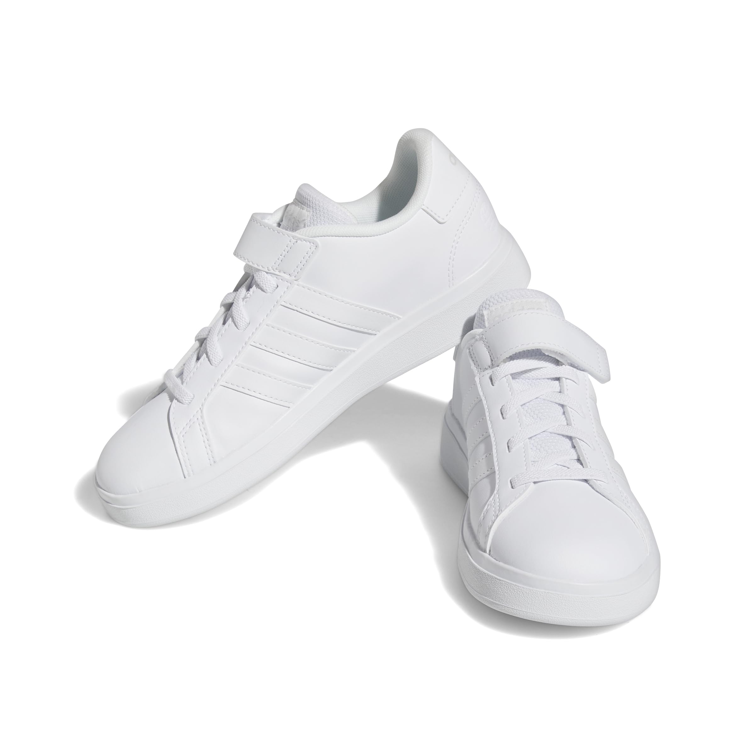 adidas Uniseks - dzieci Grand Court Elastic Lace and Strap, Sneakersy Ftwr White/Ftwr White/Grey One, 28 1/2 EU