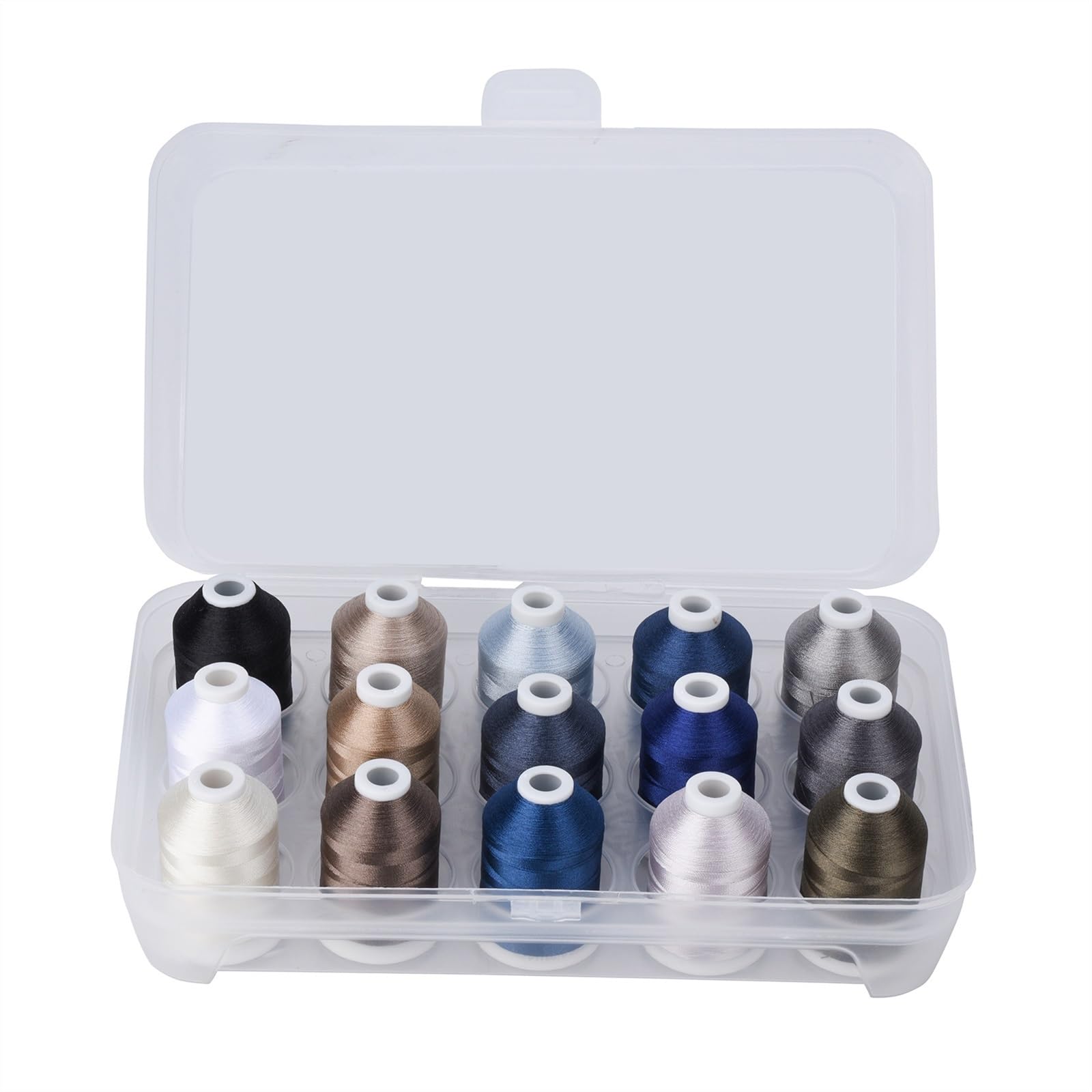 Stickgarn Maschinenstickgarn Polyester 6 Optionen 15 Spulen Set for Sticknähmaschine(Light Grey)