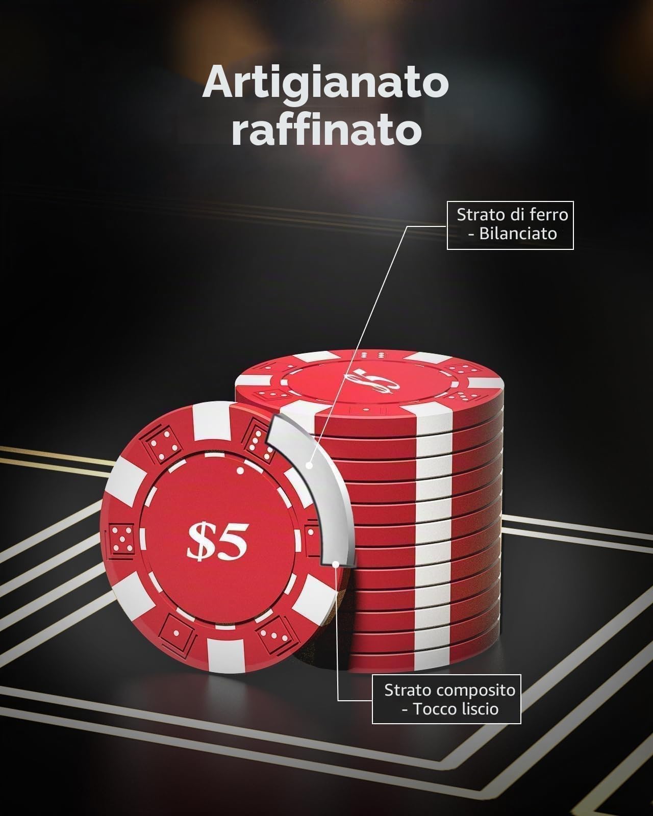 HEITOK Set Poker Professionale 1000 Fiches Numerate 11,5g con Valigetta Alluminio Rinforzata, Carte e Bottone Dealer per Grandi Tornei Texas Hold'em | Per 2-20 giocatori: 2 mazzi di carte, 5 dadi e pulsanti Dealer, Small Blind e Big Blind