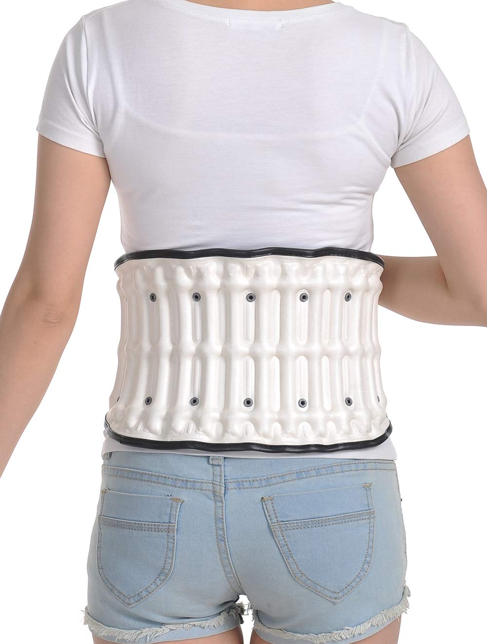 Gonfiabile cintura, decompressione posteriore, lombare Brace correttore Relief disco lombare Estricatore, sciatica, stenosi spinale, scoliosi o Ernia del disco,Bianca