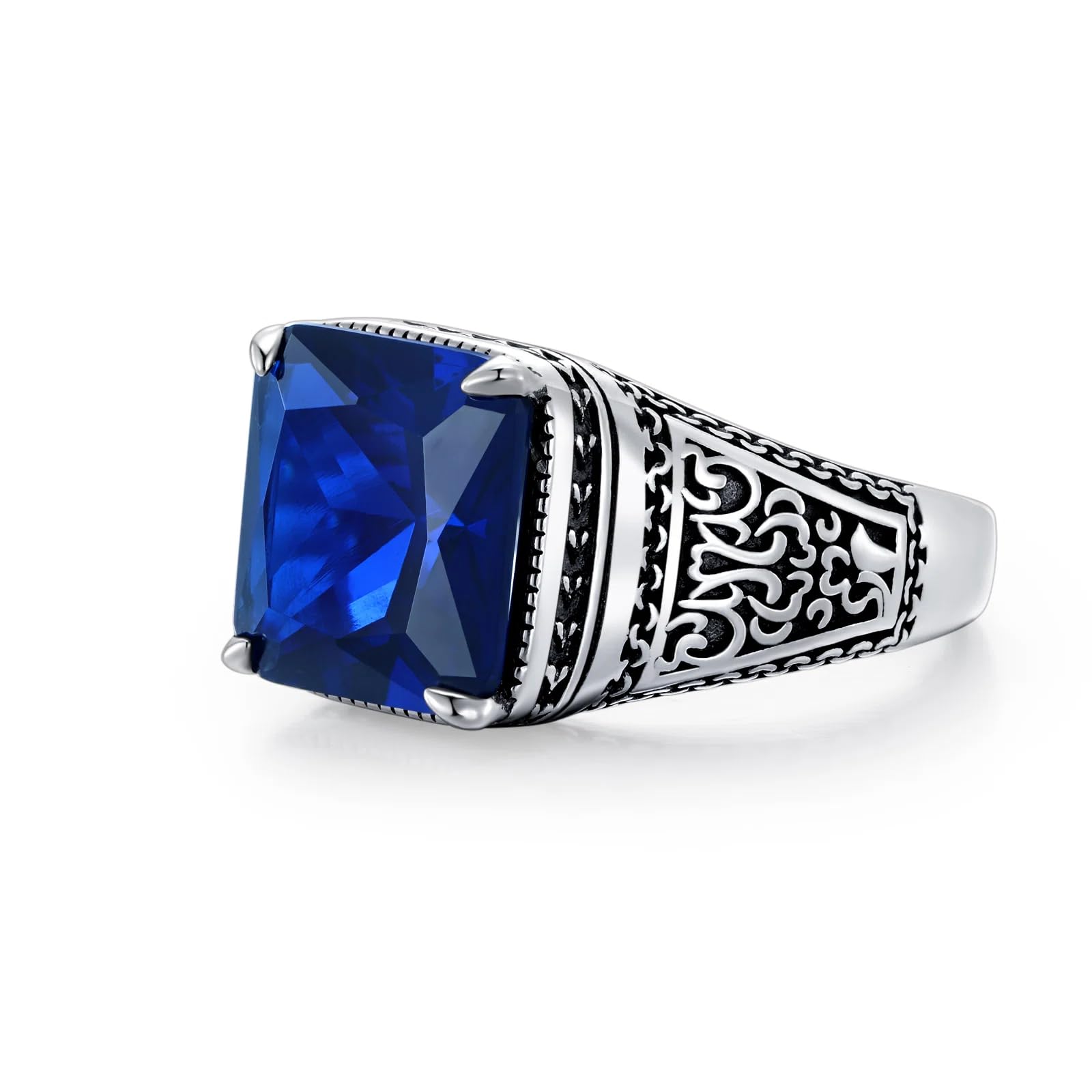 PYTALISapphire Ring for Men S925 Sterling Silver Blue Sapphire Rings Mens Cool Handmade for Men’s Ring Luxury Jewelry Gift Wedding Engagement Band Size 4-16