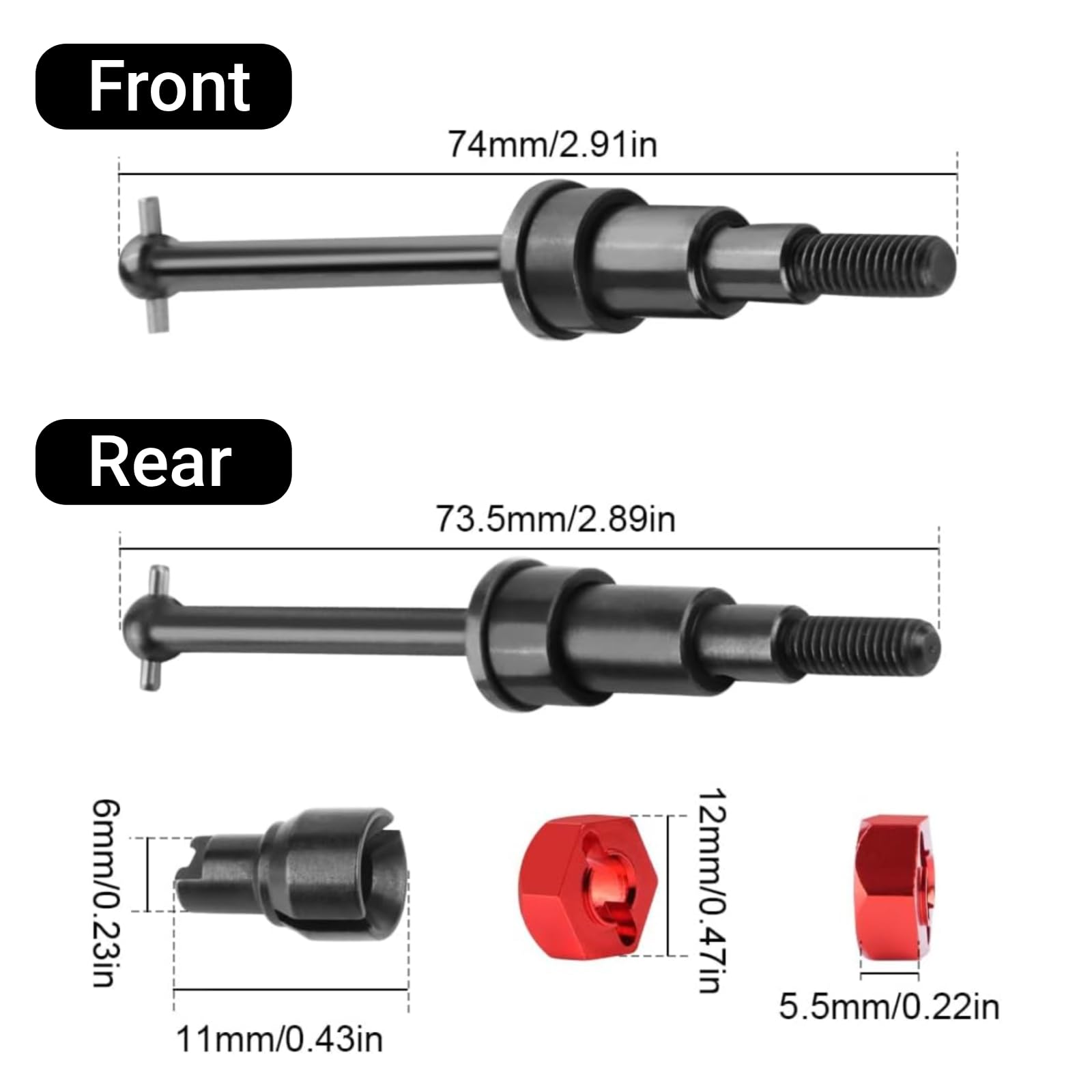 Amazon.com: GLOBACT #45 Steel CVD Driveshaft for Arrma 1/16 Mojave